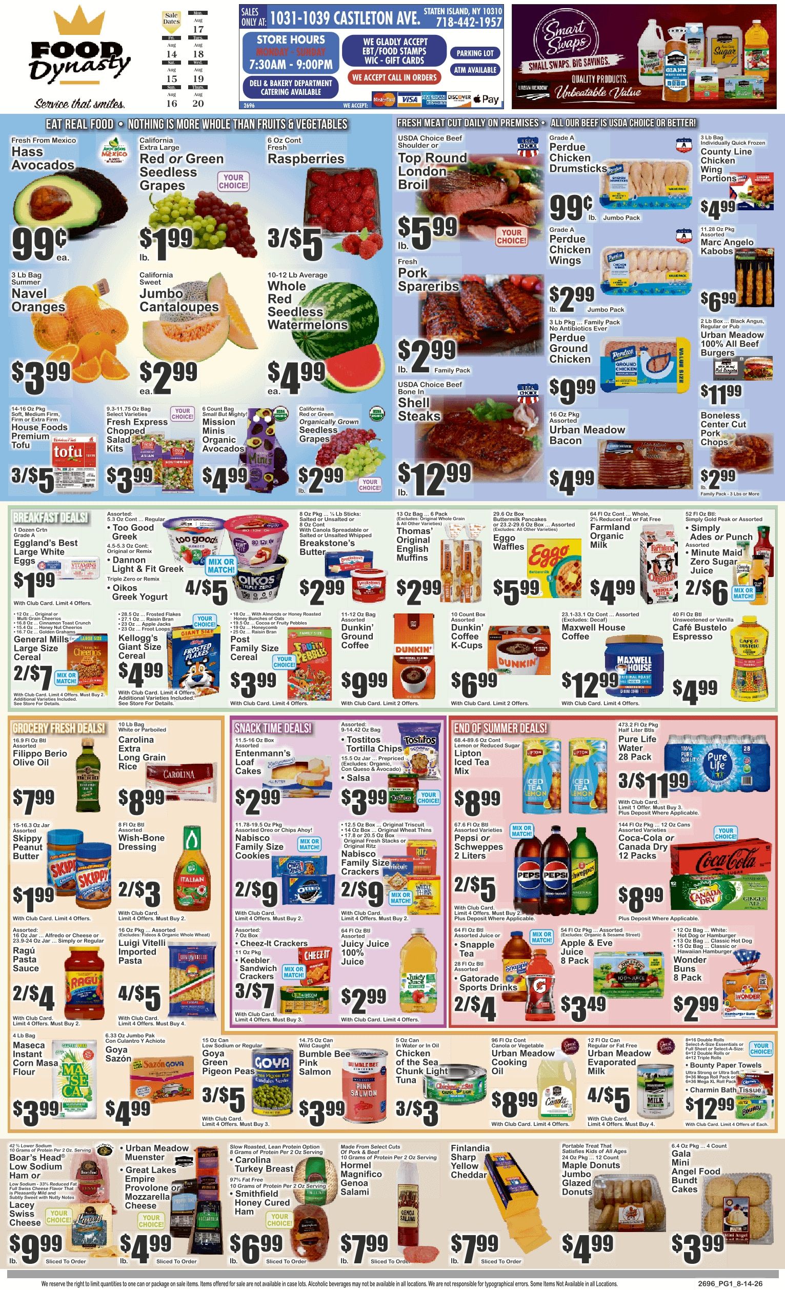 Food Dynasty (1031-1039 Castleton Avenue, Staten Island, NY) Key Food Weekly Ad August 14 - 20, 2026
