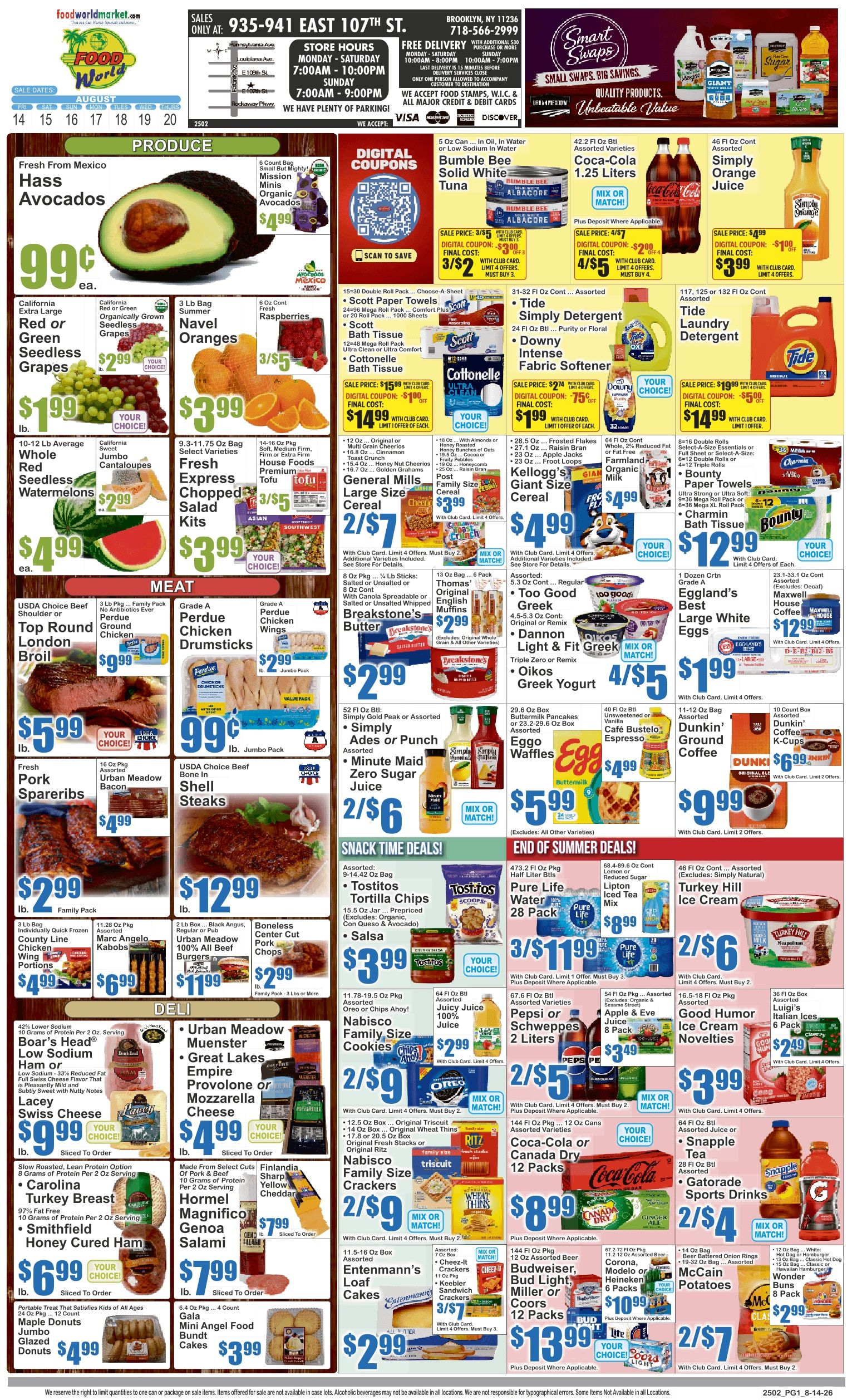 Food World Supermarket (935 East 107th Street, Brooklyn, NY) Key Food Weekly Ad August 14 - 20, 2026