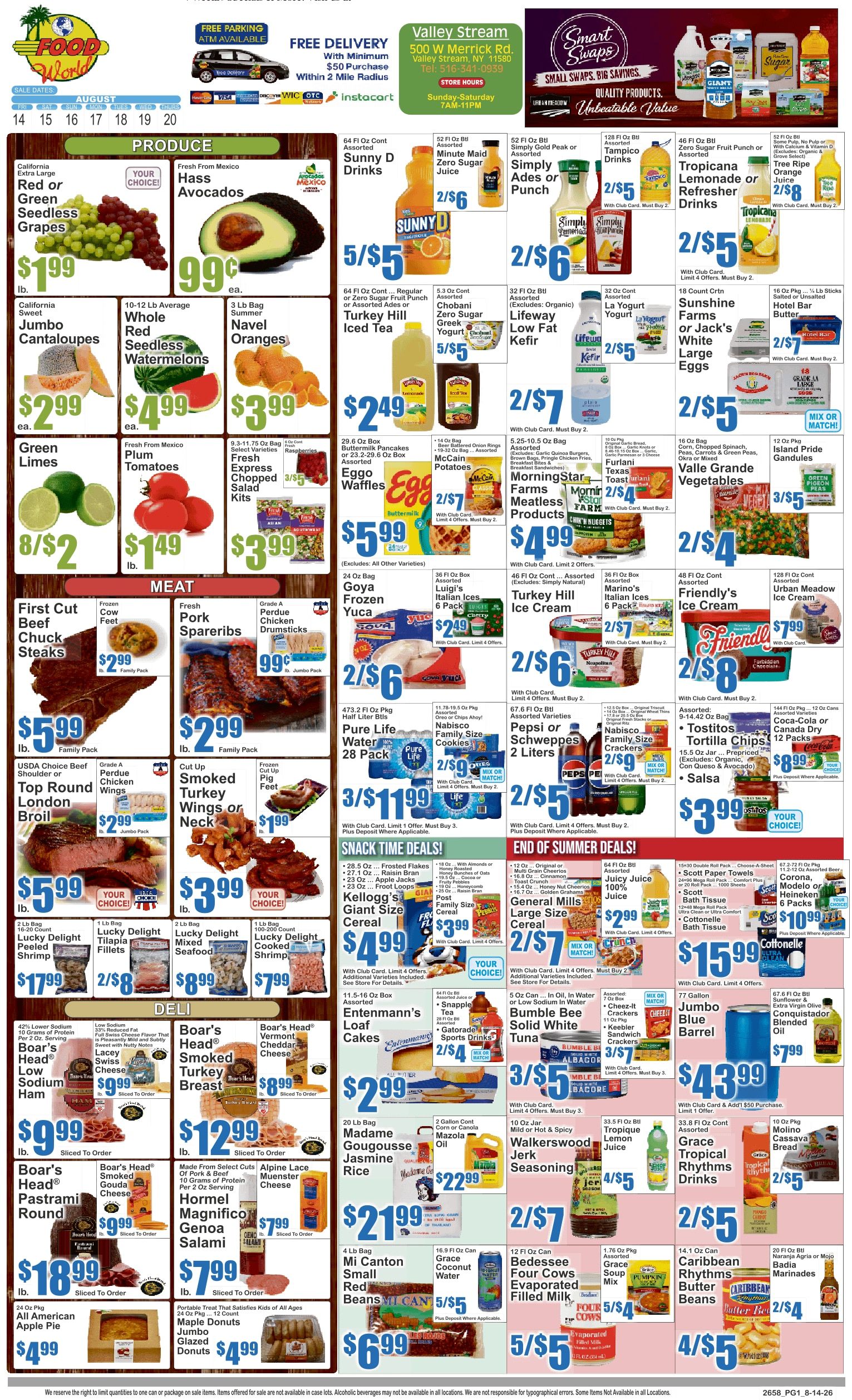 Food World Supermarket (Valley Stream, NY) Key Food Weekly Ad August 14 - 20, 2026