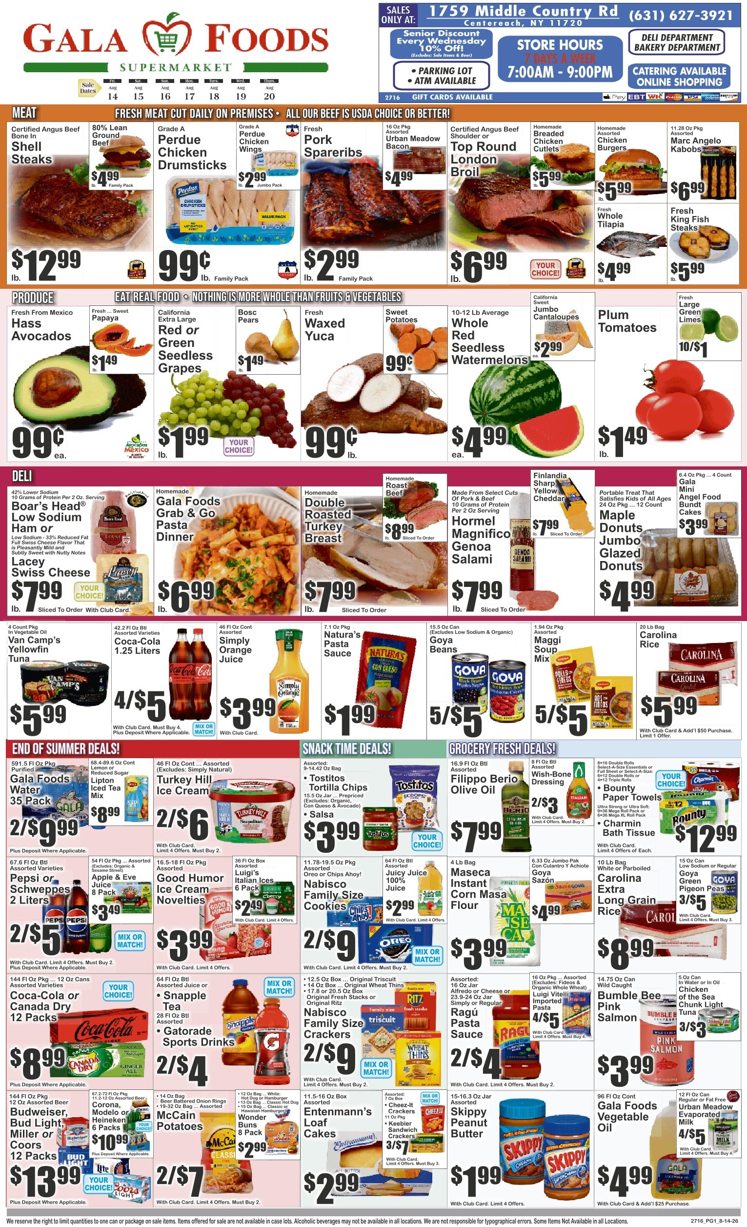 Gala Foods (1759 Middle Country Road, Unit 1, Centereach, NY) Key Food Weekly Ad August 14 - 20, 2026