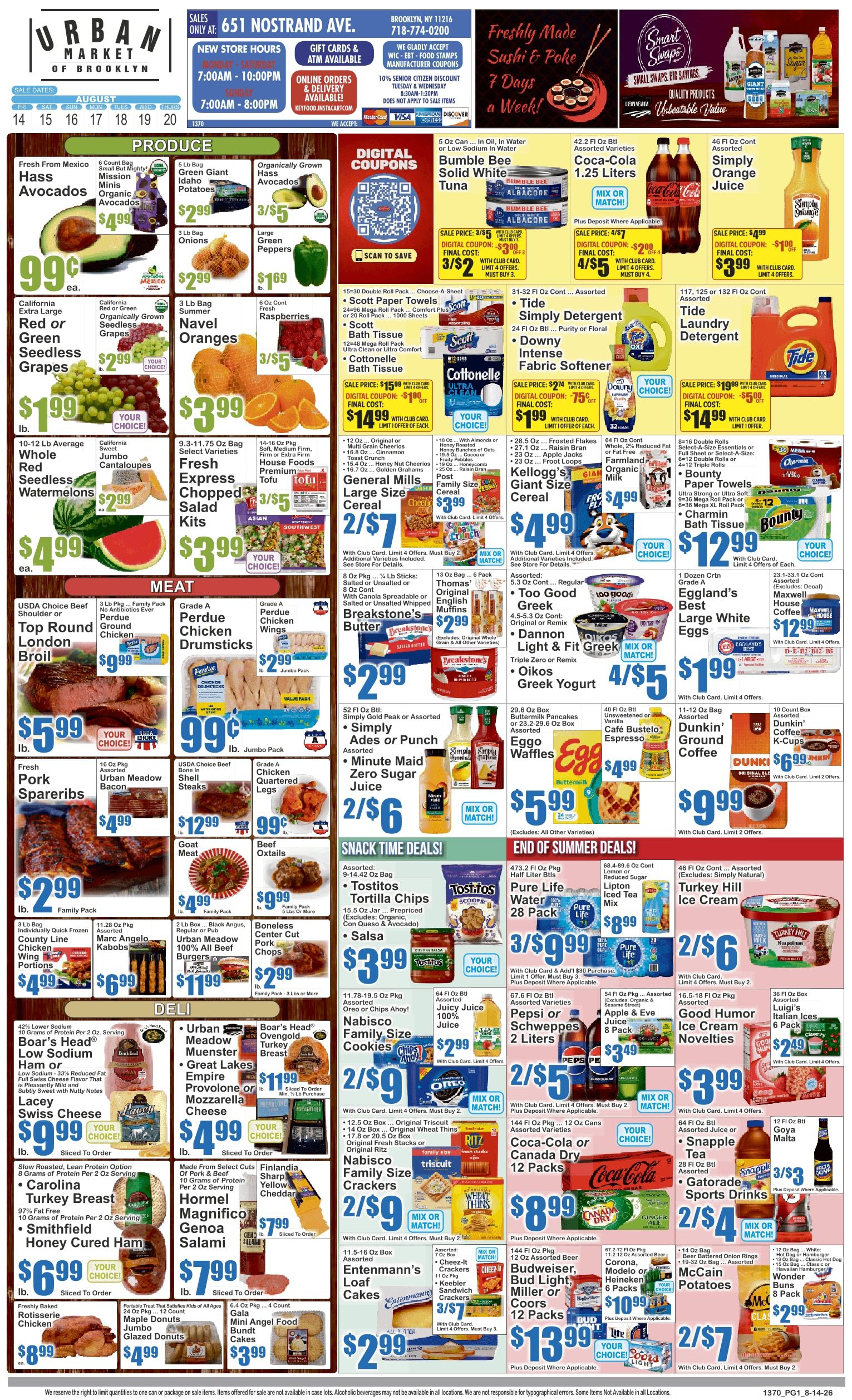 Urban Market (653 Nostrand Ave, Brooklyn, NY) Key Food Weekly Ad August 14 - 20, 2026