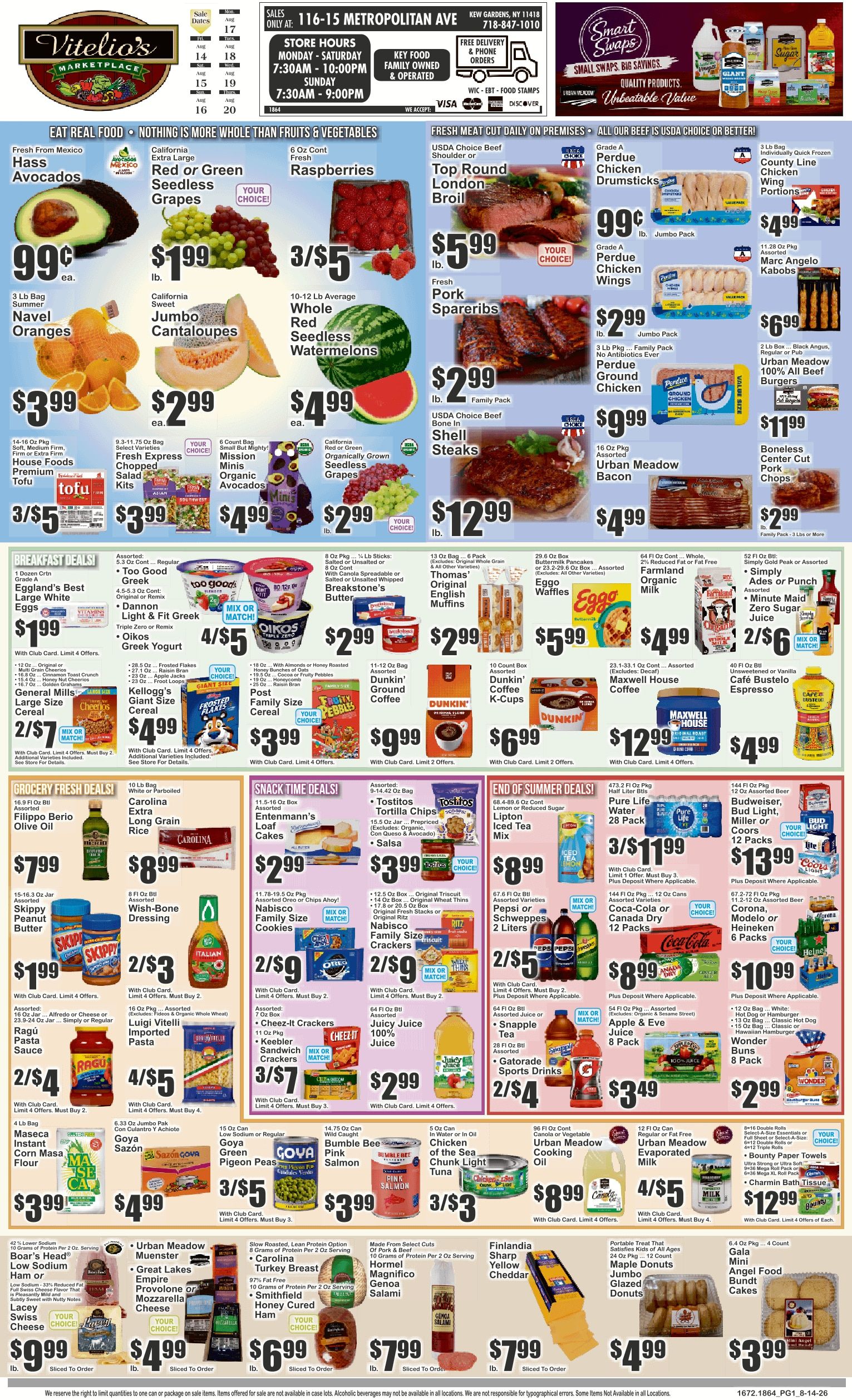 Vitelio's Marketplace (Kew Gardens, NY) Key Food Weekly Ad August 14 - 20, 2026