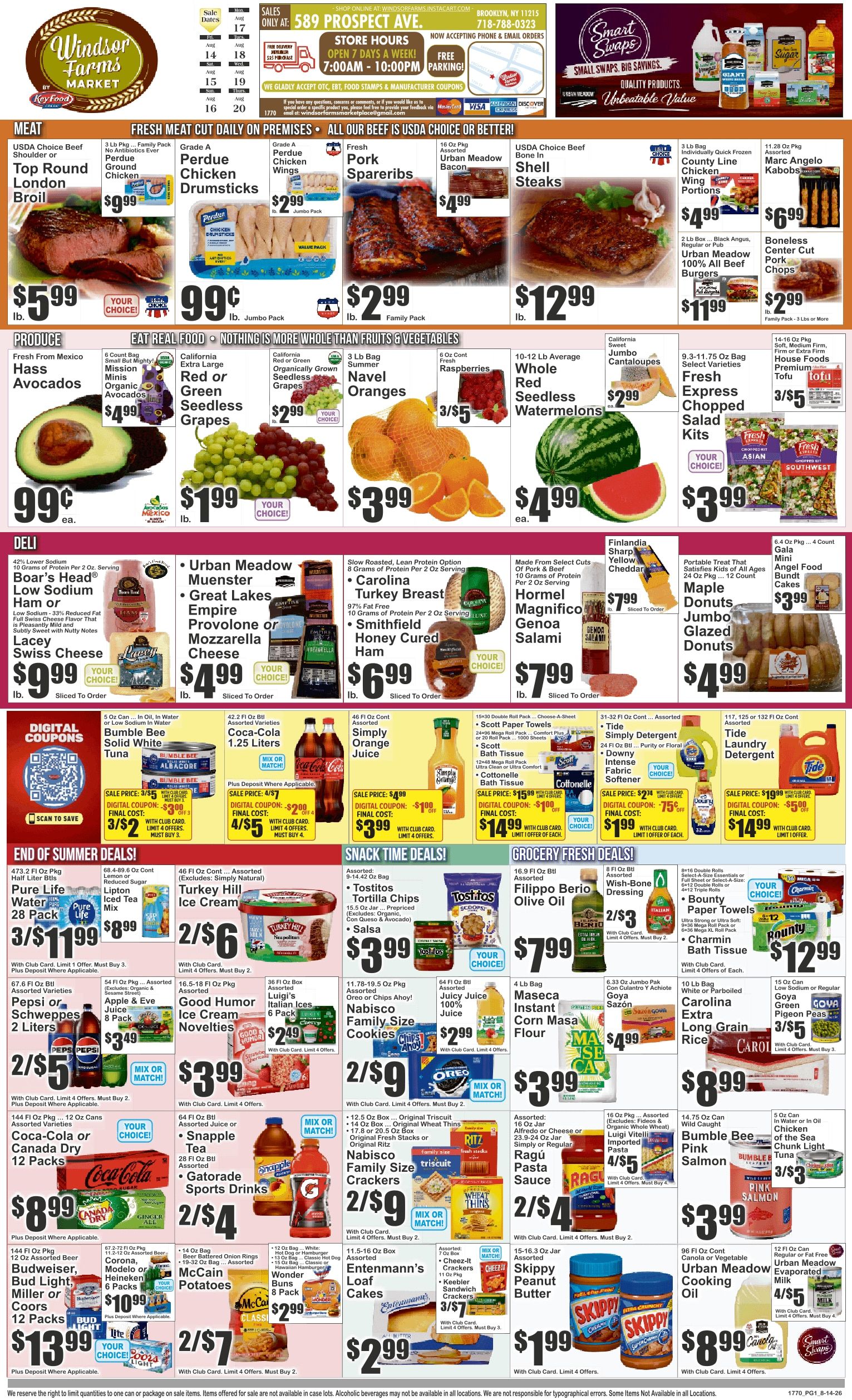 Windsor Farms Market (589 Prospect Ave., Brooklyn, NY) Key Food Weekly Ad August 14 - 20, 2026