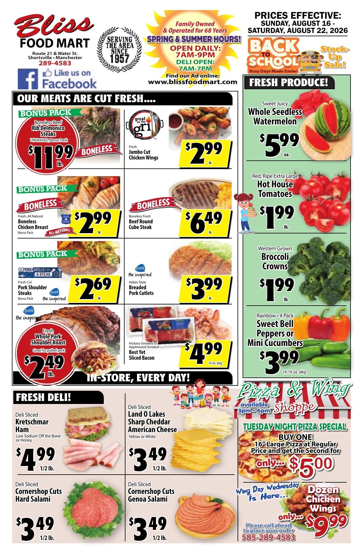 Bliss Shur Fine Food Mart Weekly Ad August 16 - 22, 2026