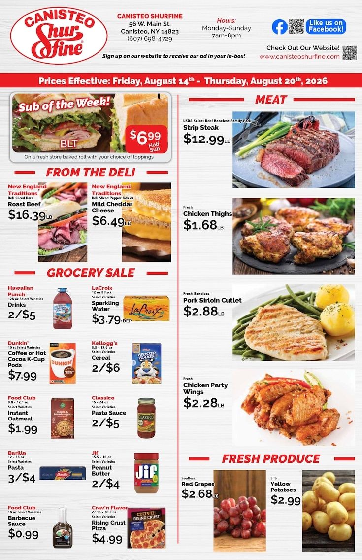 Canisteo Shurfine Weekly Ad August 14 - 20, 2026