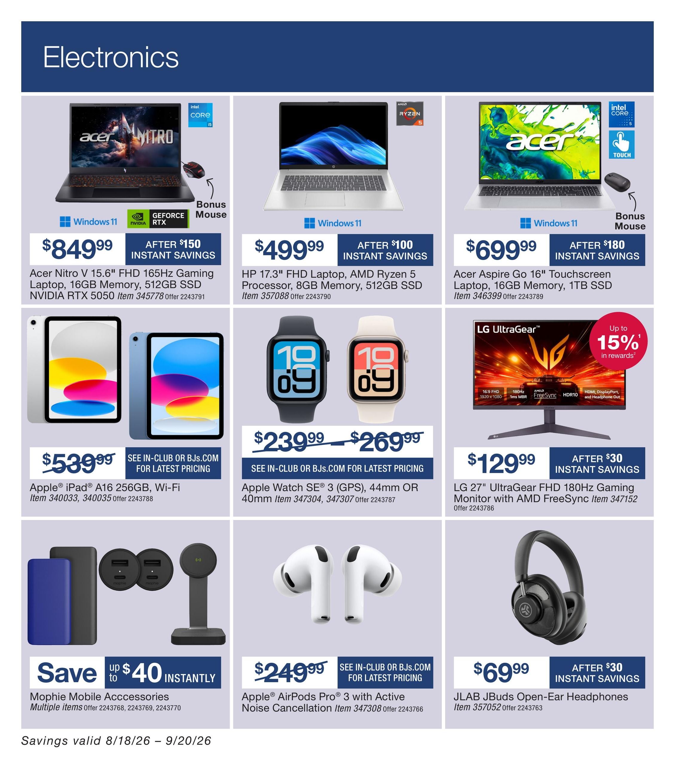 BJ's Wholesale Club Smart Saver Weekly Ad August 18 - September 20, 2026