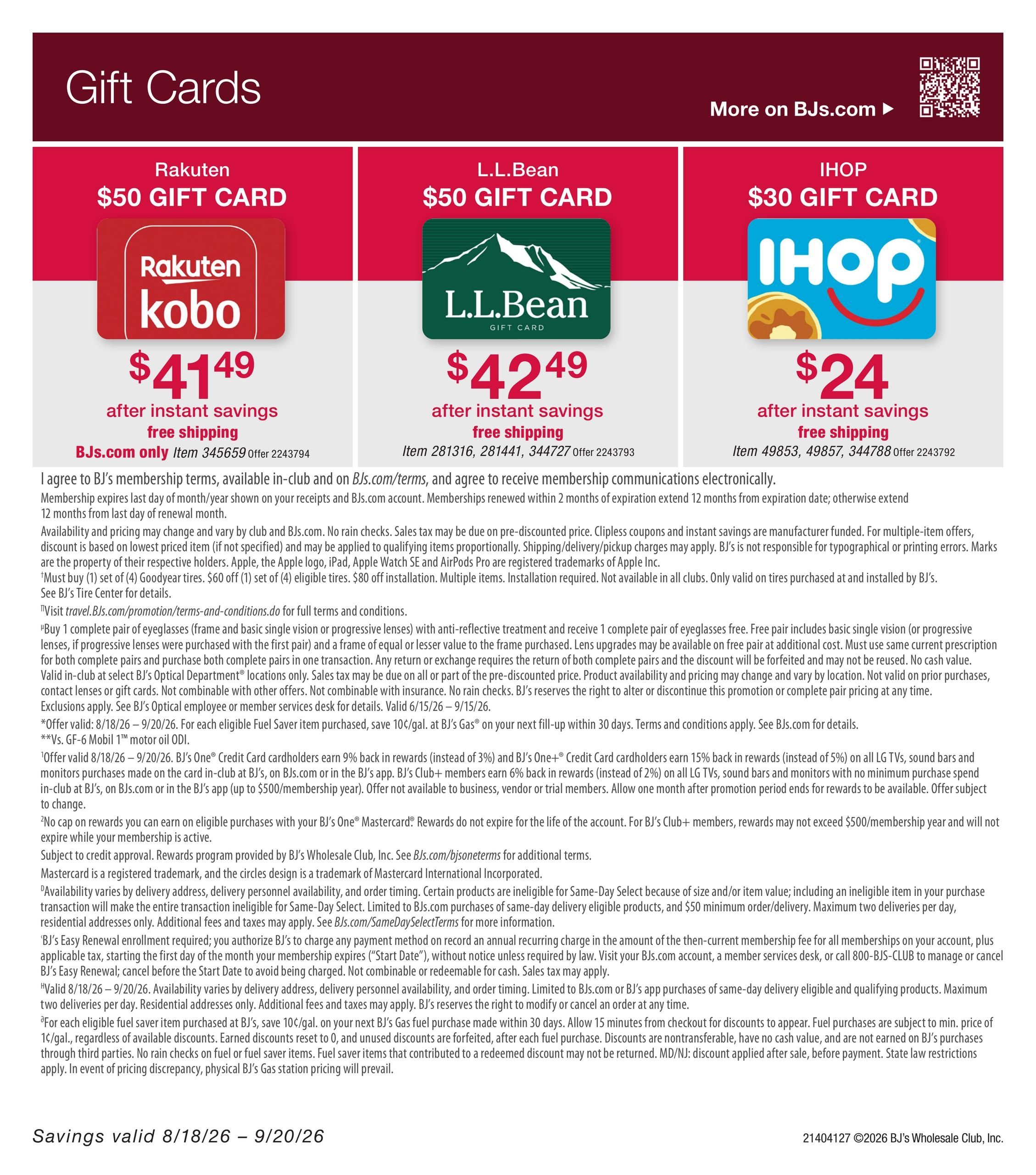 BJ's Wholesale Club Smart Saver Weekly Ad August 18 - September 20, 2026