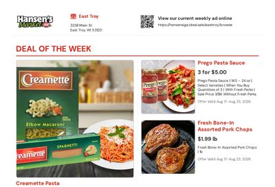 Hansen's IGA (East Troy, WI) Weekly Ad August 17 - 23, 2026