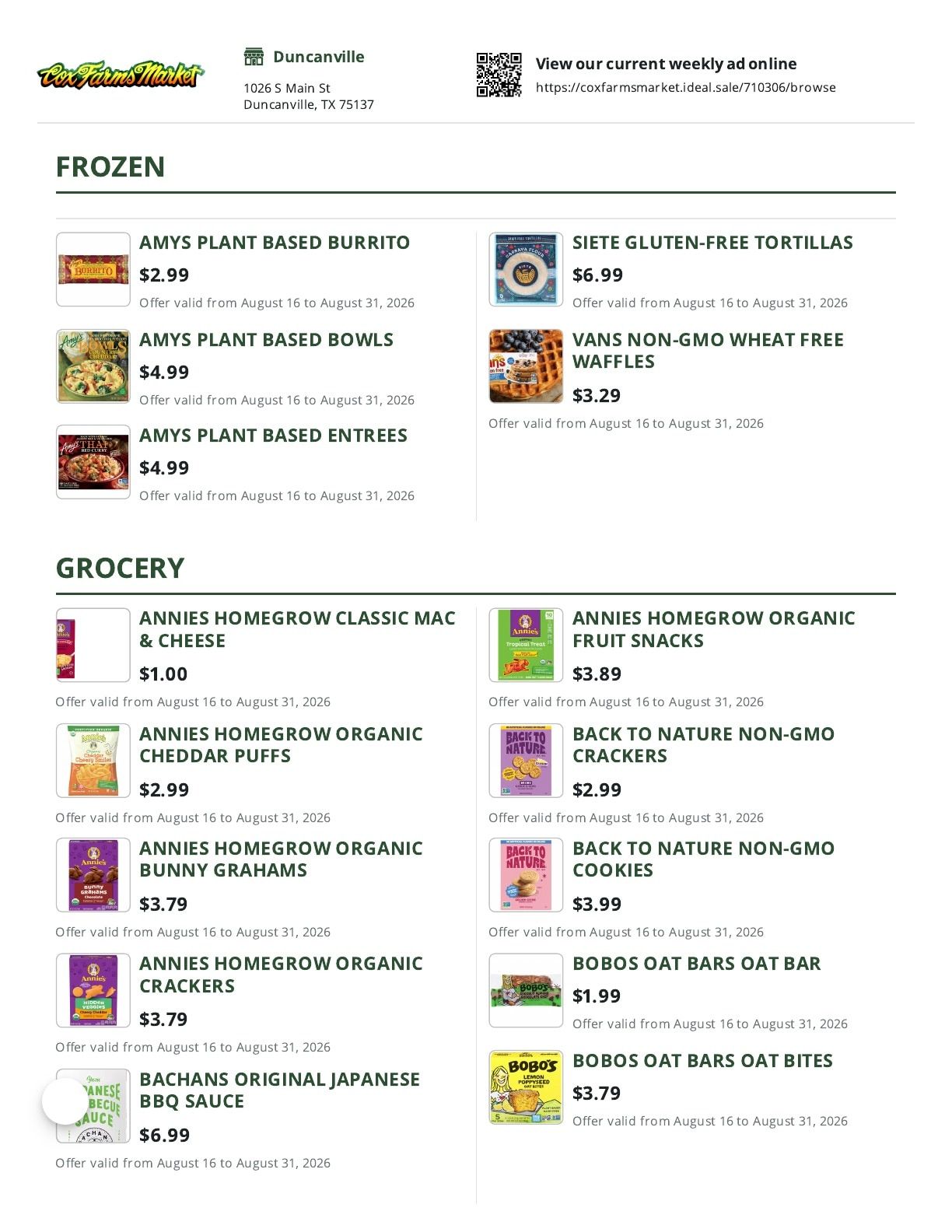 Cox Farms Market Weekly Ad August 16 - 31, 2026