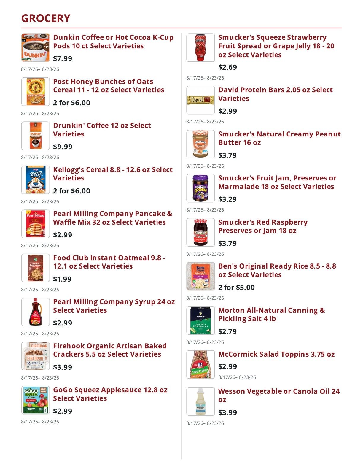 Main Street Market Weekly Ad August 17 - 23, 2026