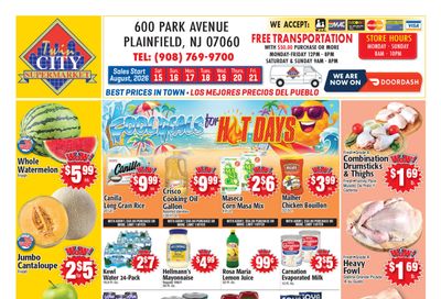 Twin City Supermarket (600 Park Avenue, Plainfield, NJ) Weekly Ad August 15 - 21, 2026