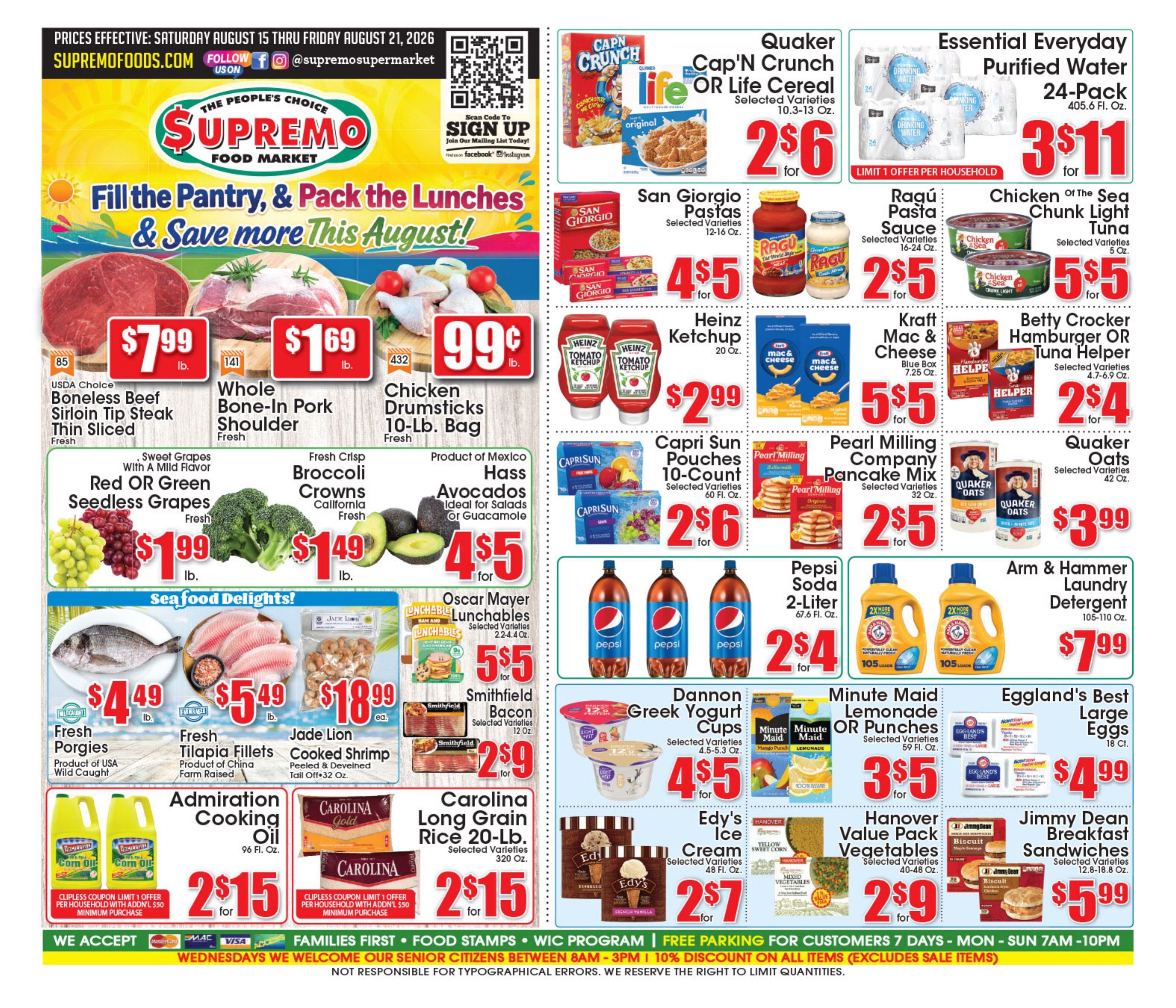 Supremo Food Markets Weekly Ad August 15 - 21, 2026