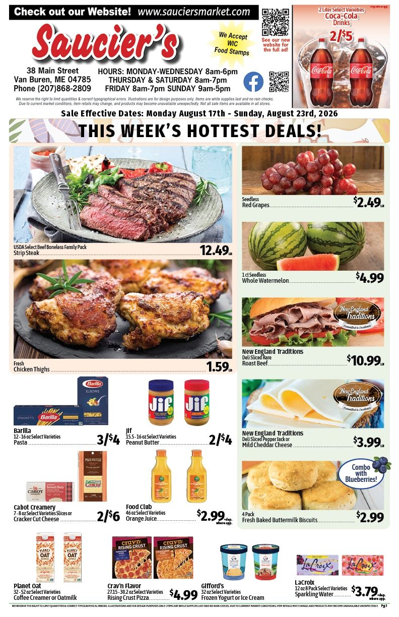 Saucier's Market (Van Buren, ME) Weekly Ad August 17 - 23, 2026