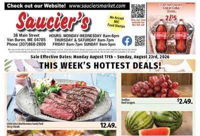 Saucier's Market (Van Buren, ME) Weekly Ad August 17 - 23, 2026