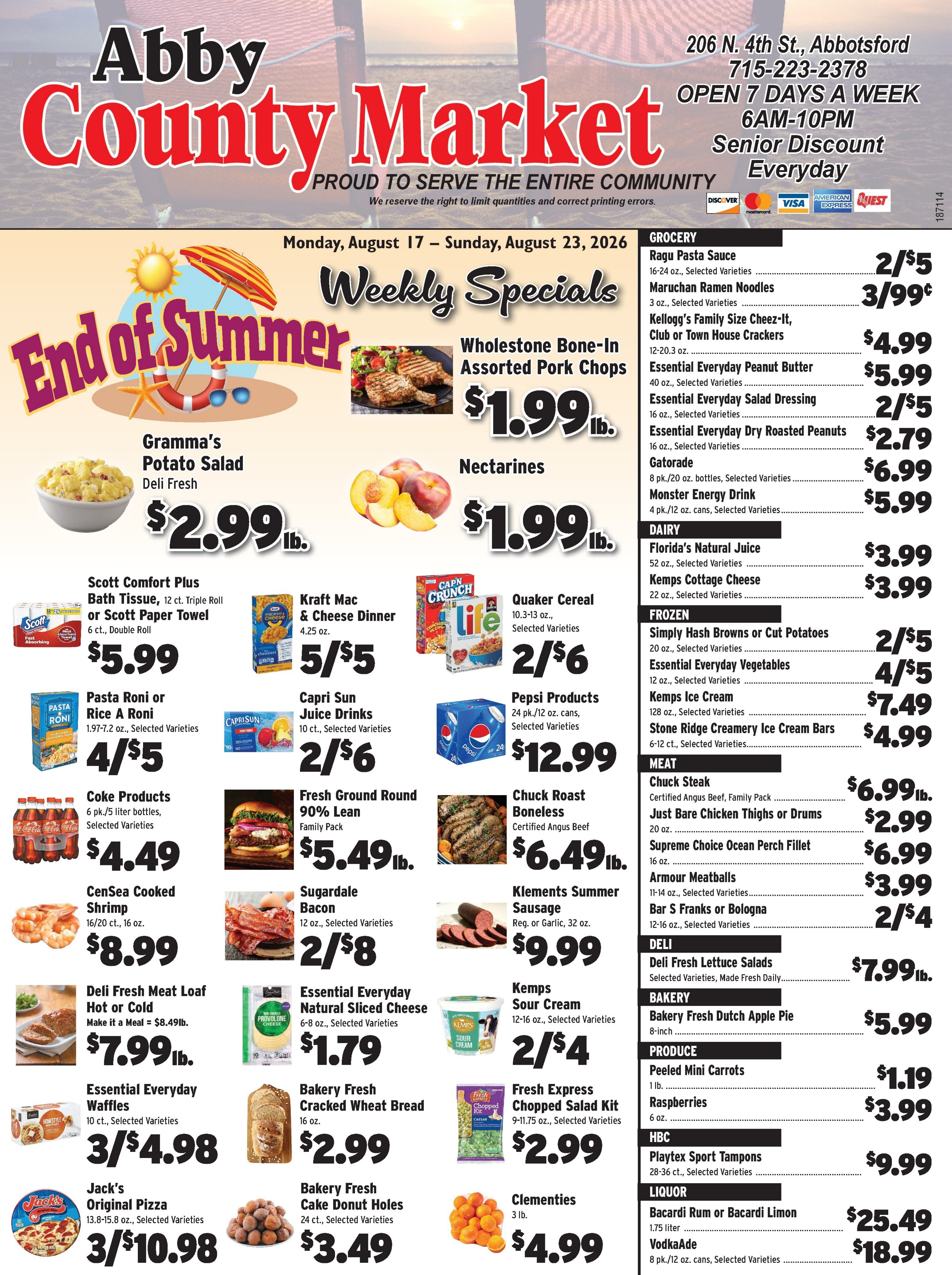 Abby County Market Weekly Ad August 17 - 23, 2026