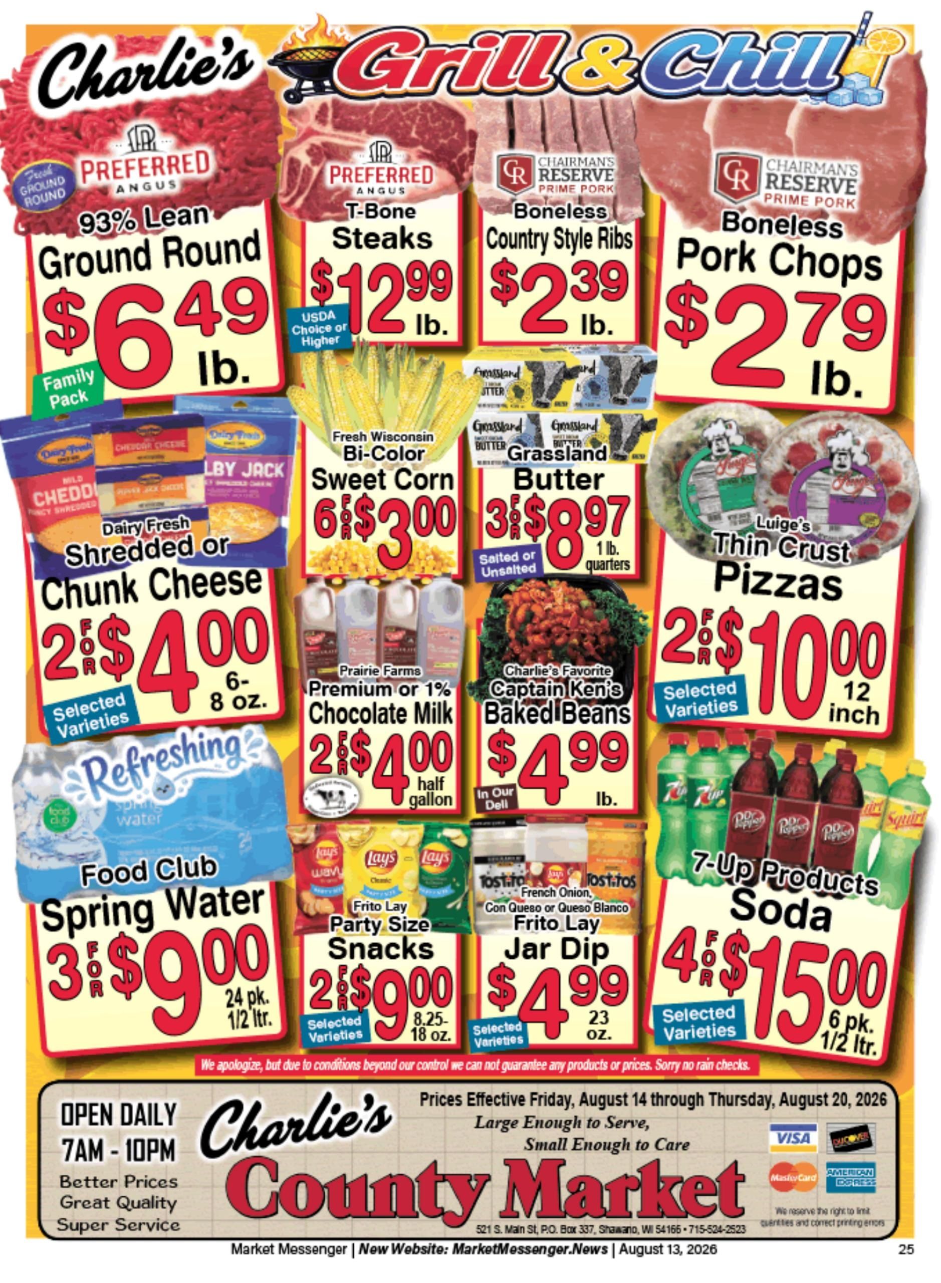 Charlie's County Market (Seymour–Sobieski Area, WI) Weekly Ad August 14 - 20, 2026