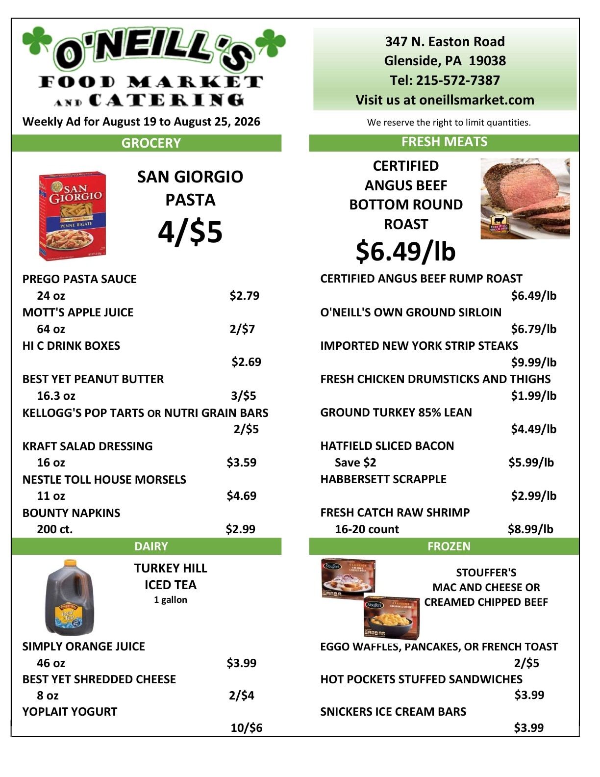 O'Neill's Market Weekly Ad August 19 - 25, 2026
