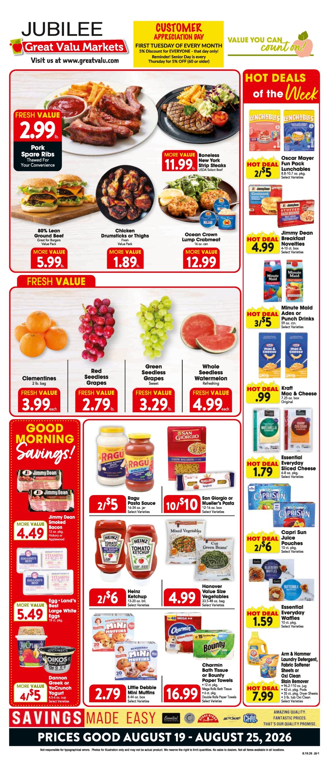 Trout's Jubilee Foods Weekly Ad August 19 - 25, 2026