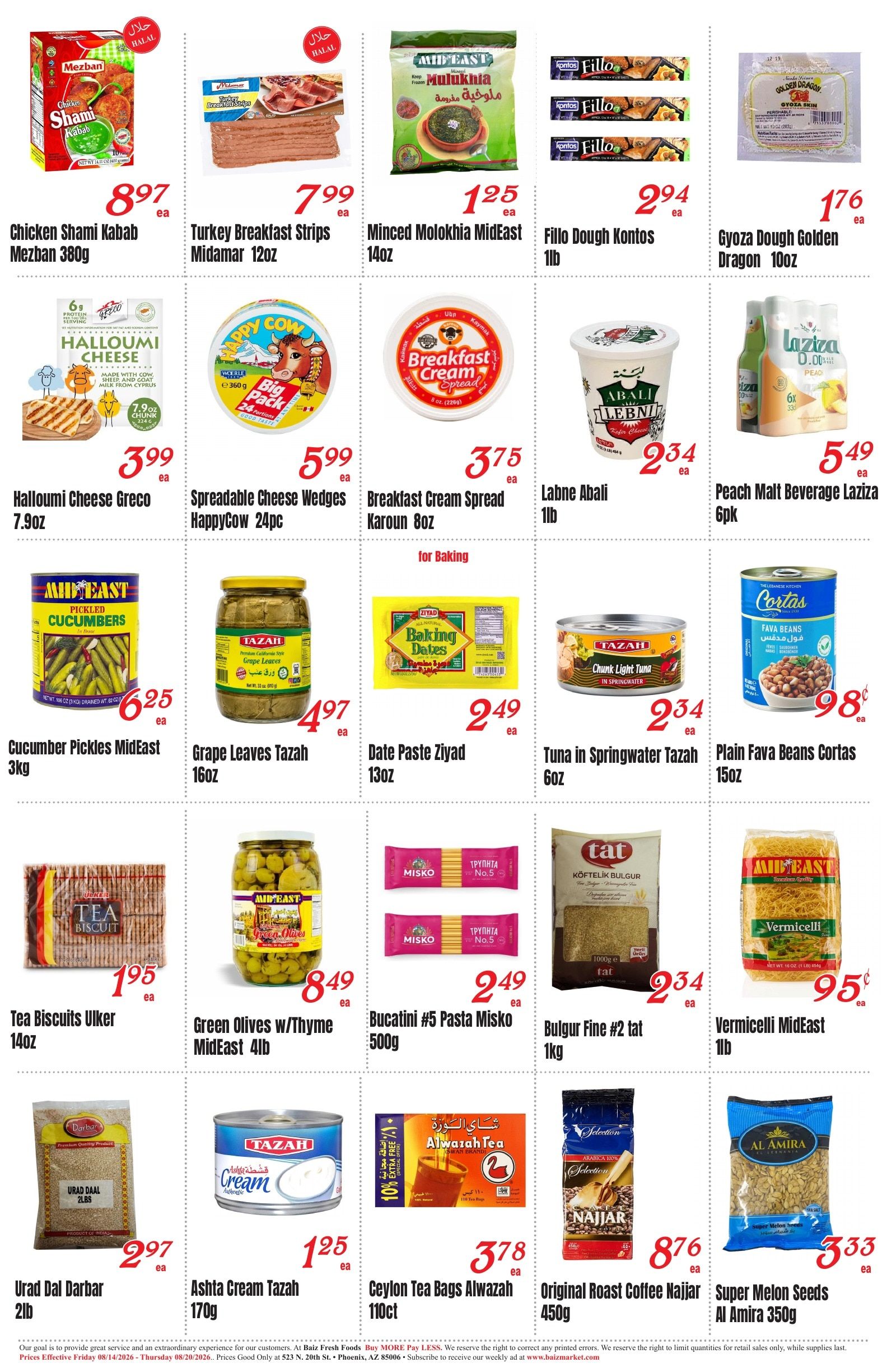 Baiz Market (523 North 20th Street, Phoenix, AZ) Weekly Ad August 14 - 20, 2026