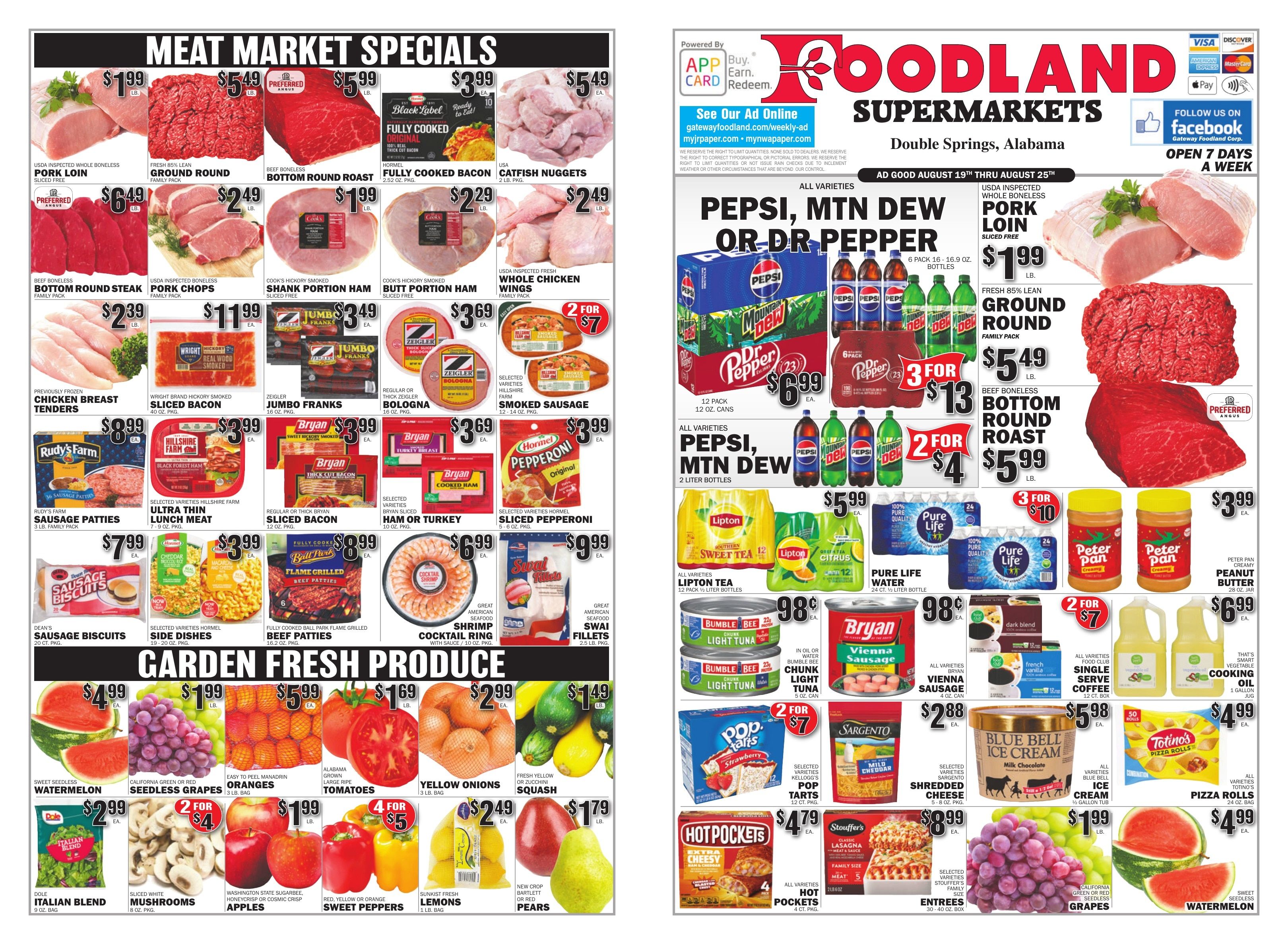 Gateway Foodland (Double Springs, AL) Weekly Ad August 19 - 25, 2026