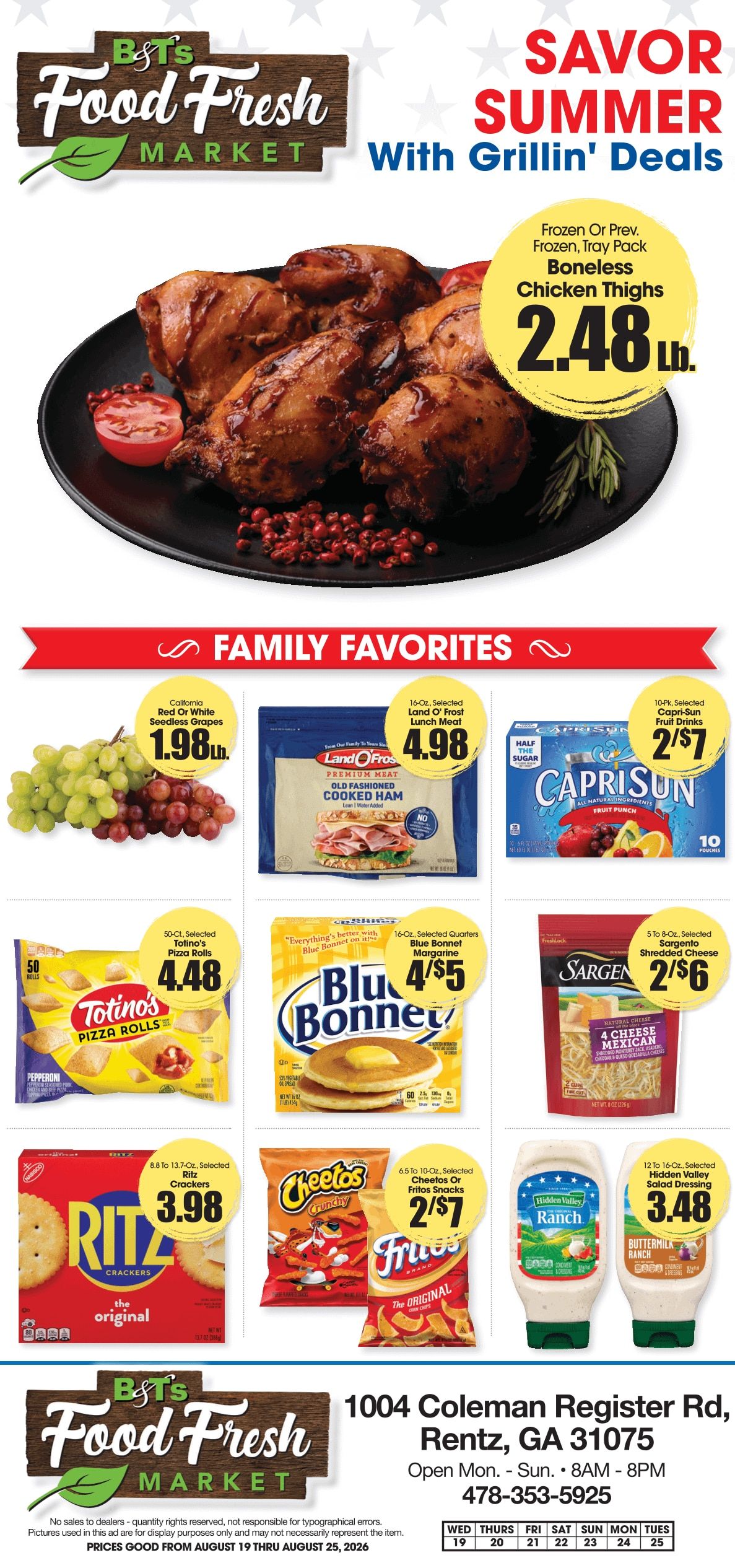 B&T's Food Fresh Market (Rentz, GA) Weekly Ad August 19 - 25, 2026