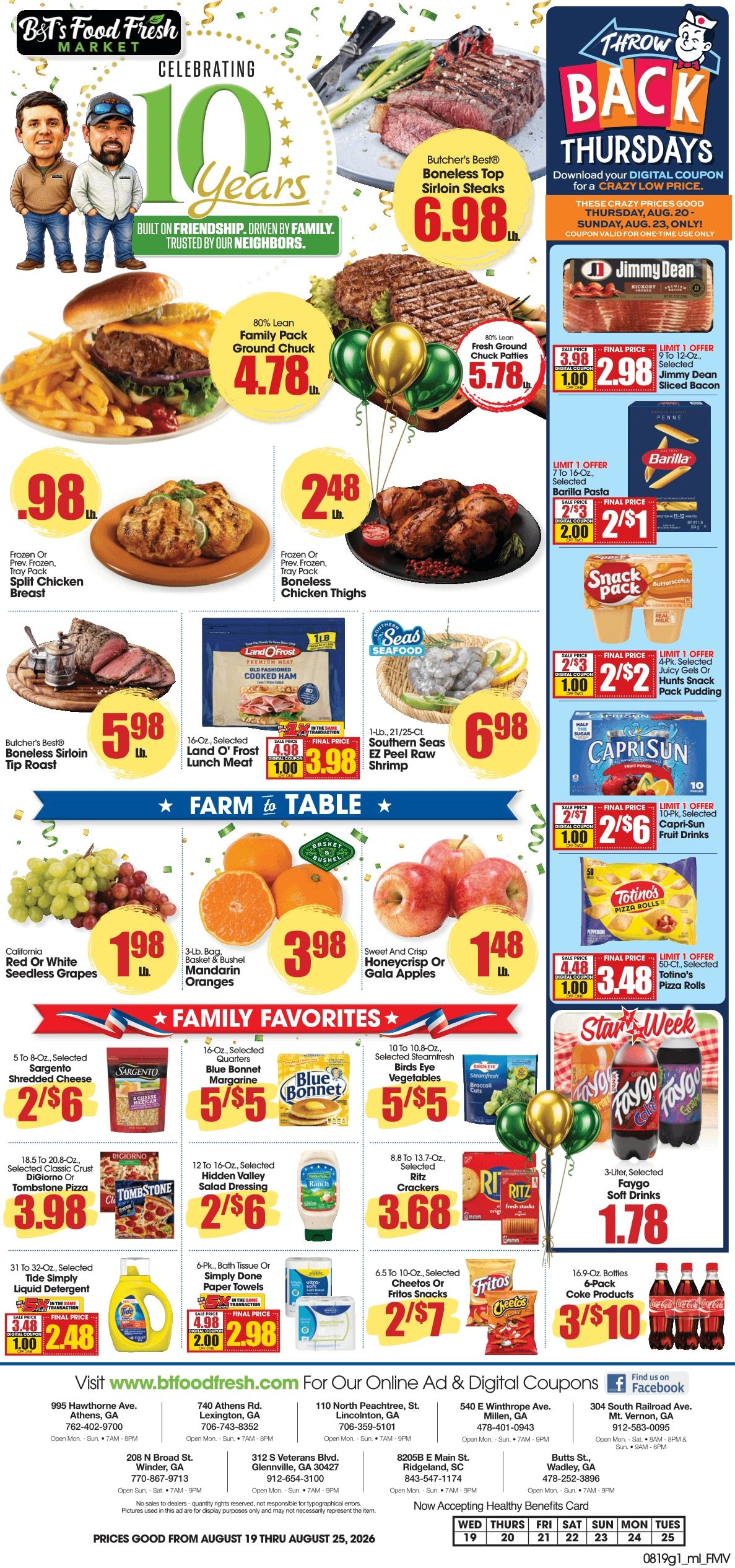 B&T's Food Fresh Market Weekly Ad August 19 - 25, 2026