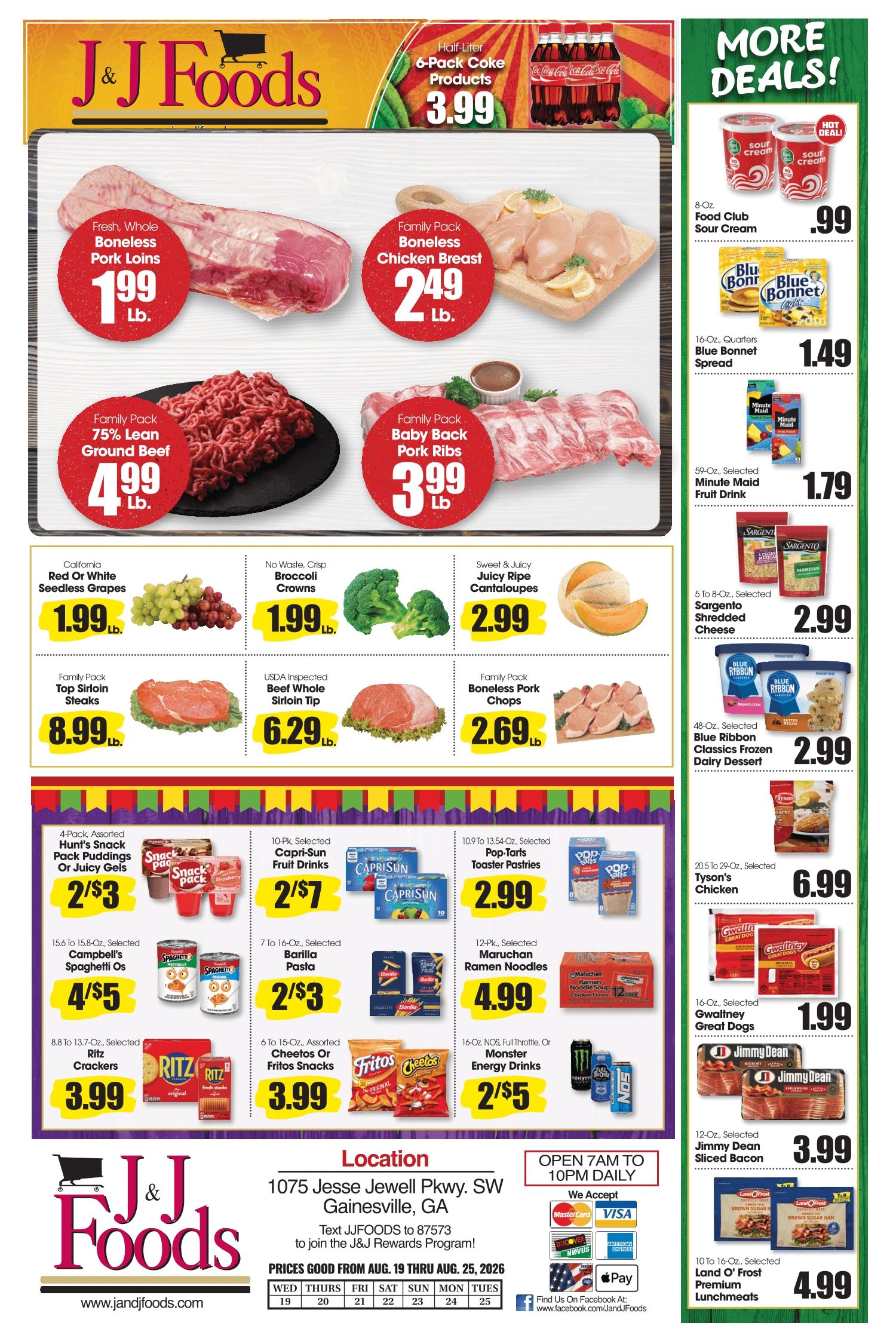 J&J Foods (1075 JESSE JEWELL PKWY SW, Gainesville, GA) Weekly Ad August 19 - 25, 2026