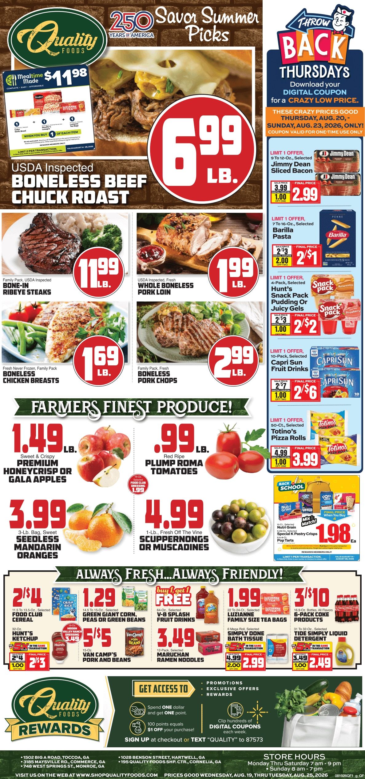 Quality Foods (Commerce and other locations, GA) Weekly Ad August 19 - 25, 2026