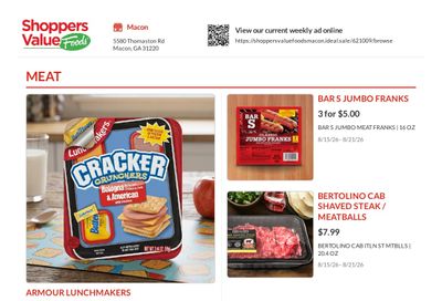Shoppers Value Foods Macon Weekly Ad August 15 - 21, 2026