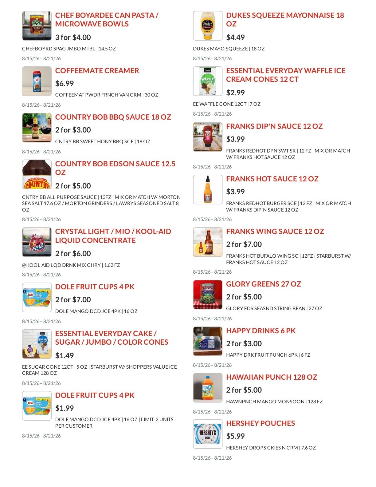 Shoppers Value Foods Macon Weekly Ad August 15 - 21, 2026