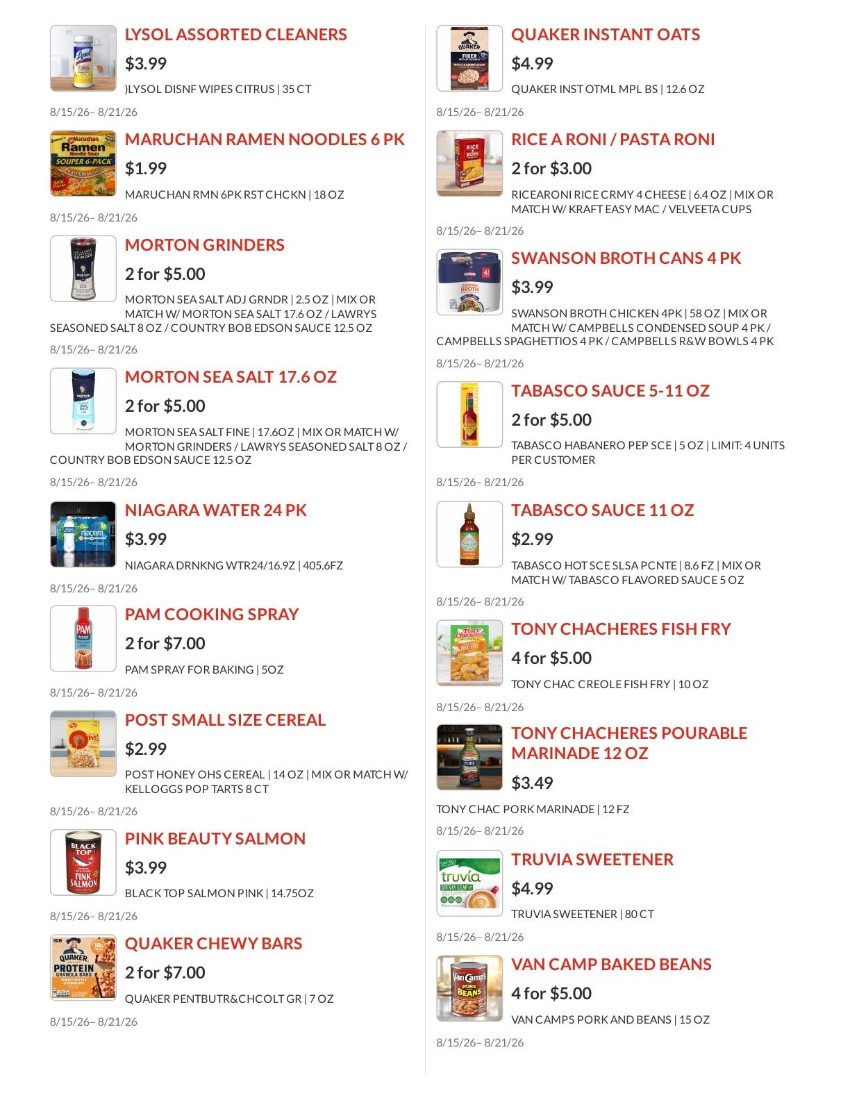 Shoppers Value Foods Macon Weekly Ad August 15 - 21, 2026