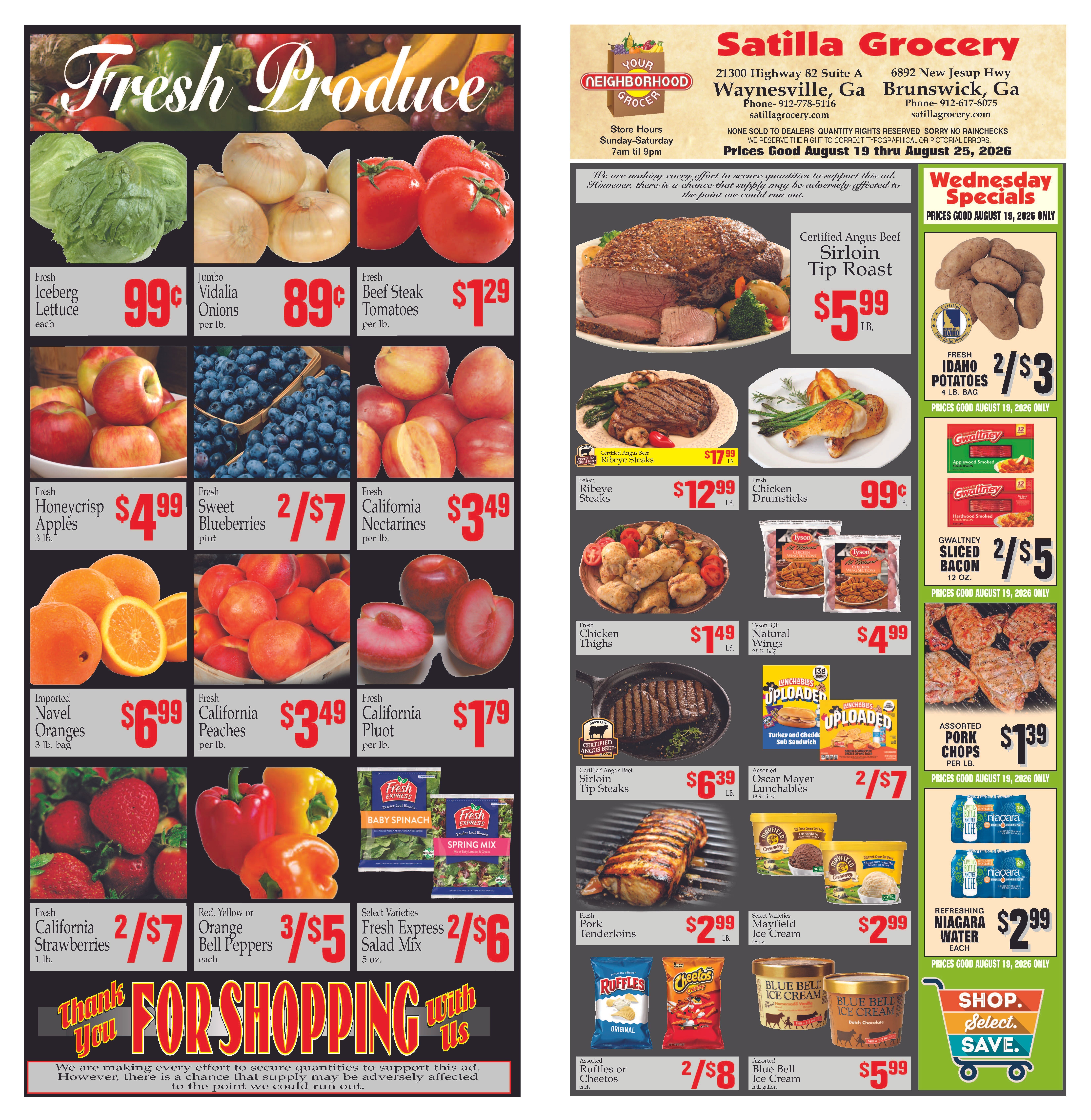 Satilla Grocery Weekly Ad August 19 - 25, 2026