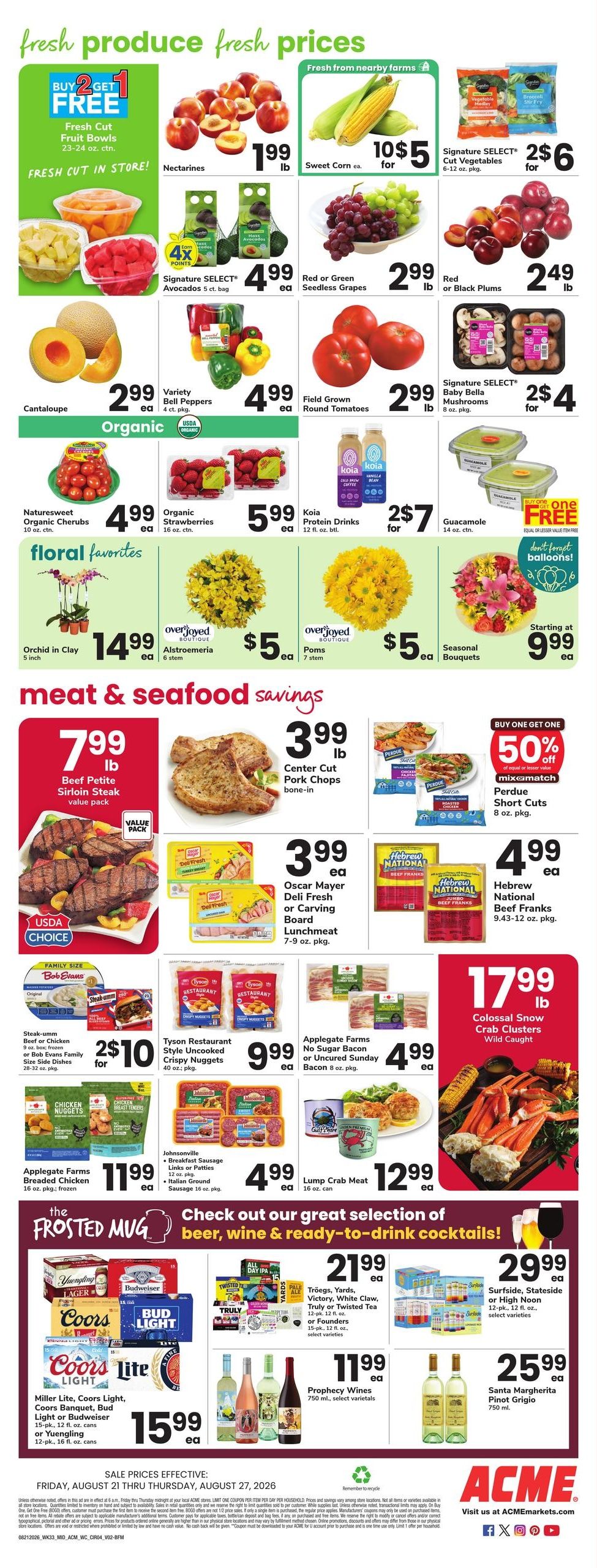 Acme Markets (Valley Forge–Allentown Area, PA) Weekly Ad August 21 - 27, 2026