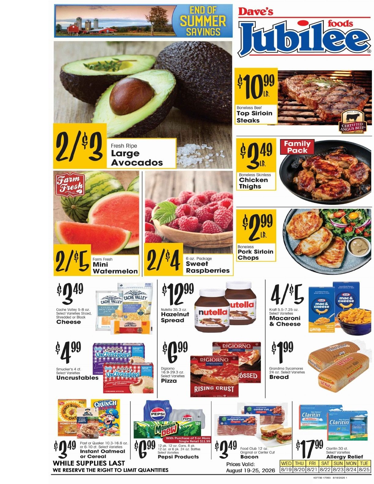 Dave's Jubilee Weekly Ad August 19 - 25, 2026