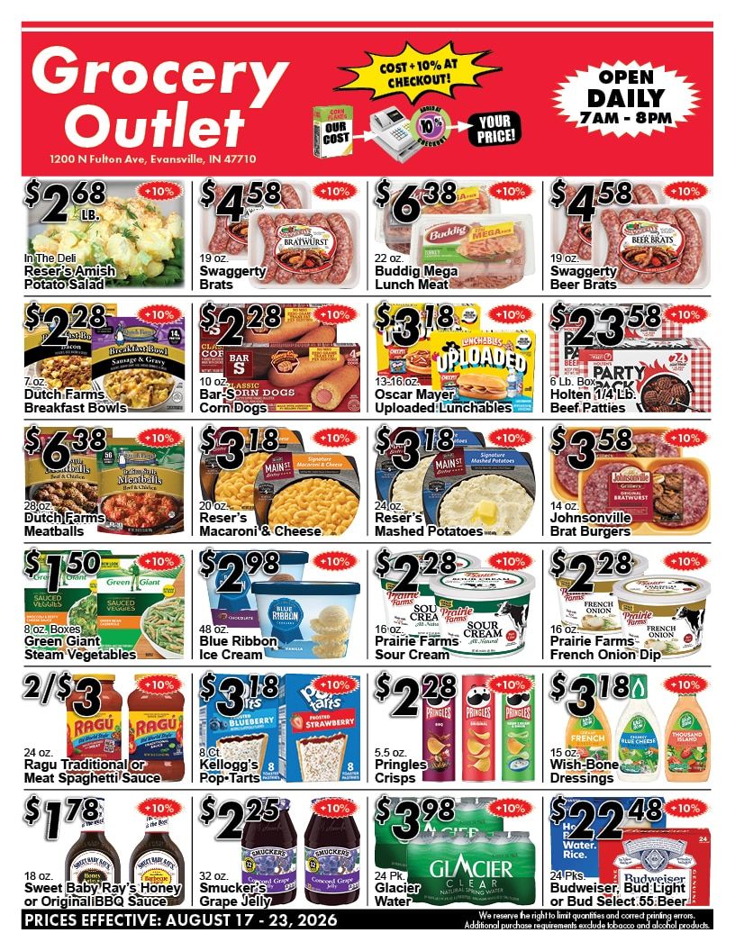 Wesselman's Grocery Outlet Weekly Ad August 19 - 25, 2026