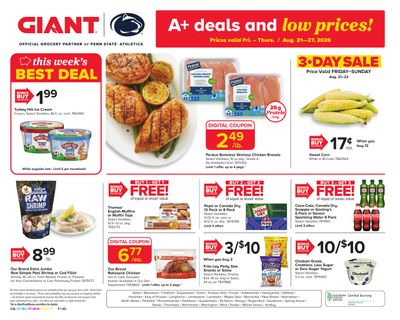 Giant Food Stores (Valley Forge–Trenton Area, NJ–PA) Weekly Ad August 21 - 27, 2026