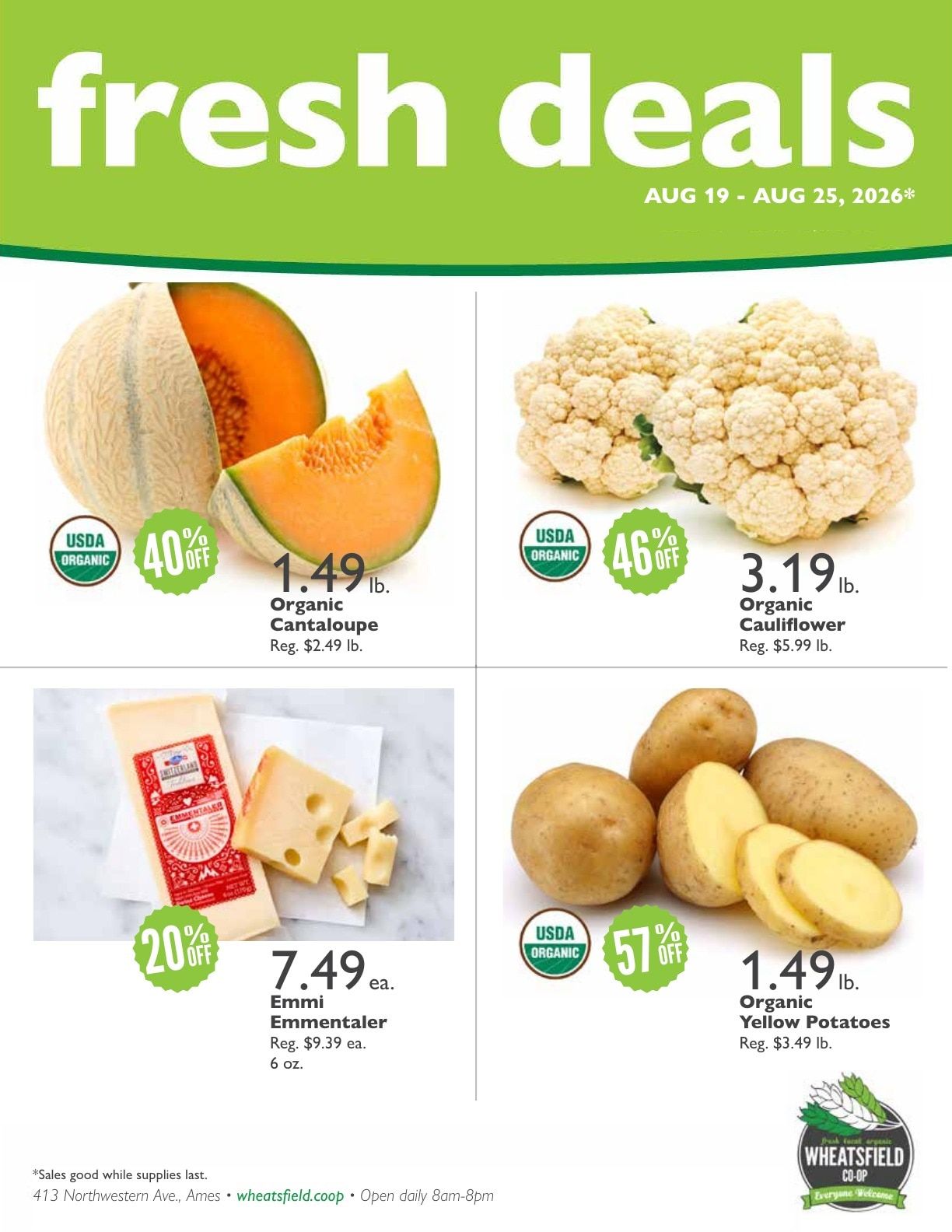 Wheatsfield Co-op Fresh Deals Weekly Ad August 19 - 25, 2026