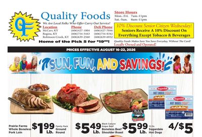 Quality Foods - Buskirk Fun, Sun & Savings! Weekly Ad August 16 - 22, 2026