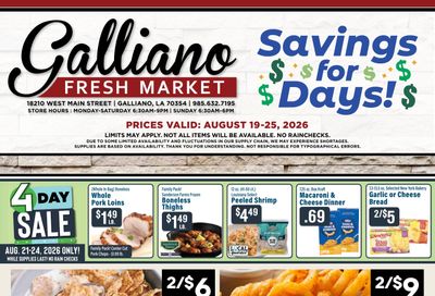 Galliano Fresh Market Weekly Ad August 19 - 25, 2026