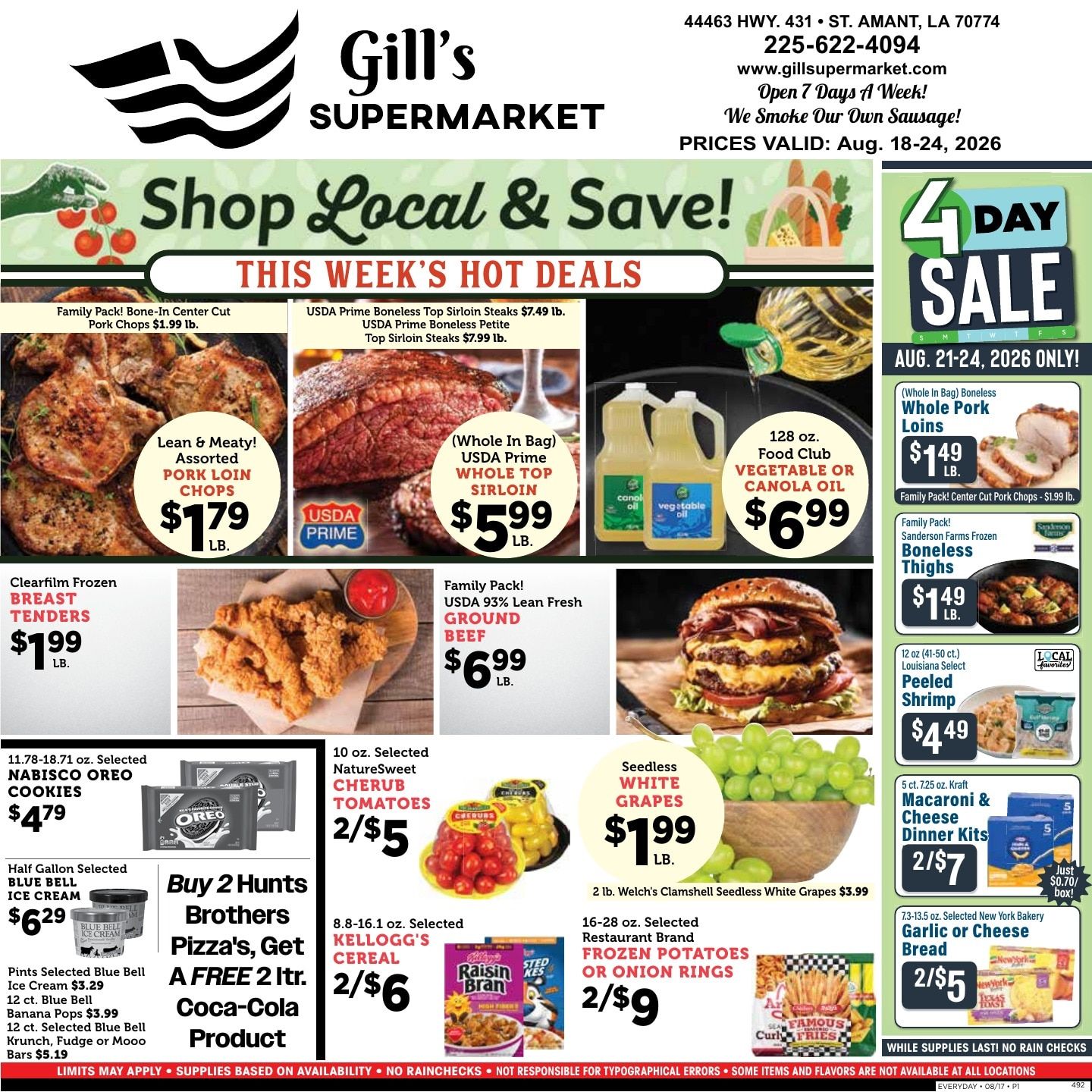 Gill's Supermarket Weekly Ad August 18 - 24, 2026