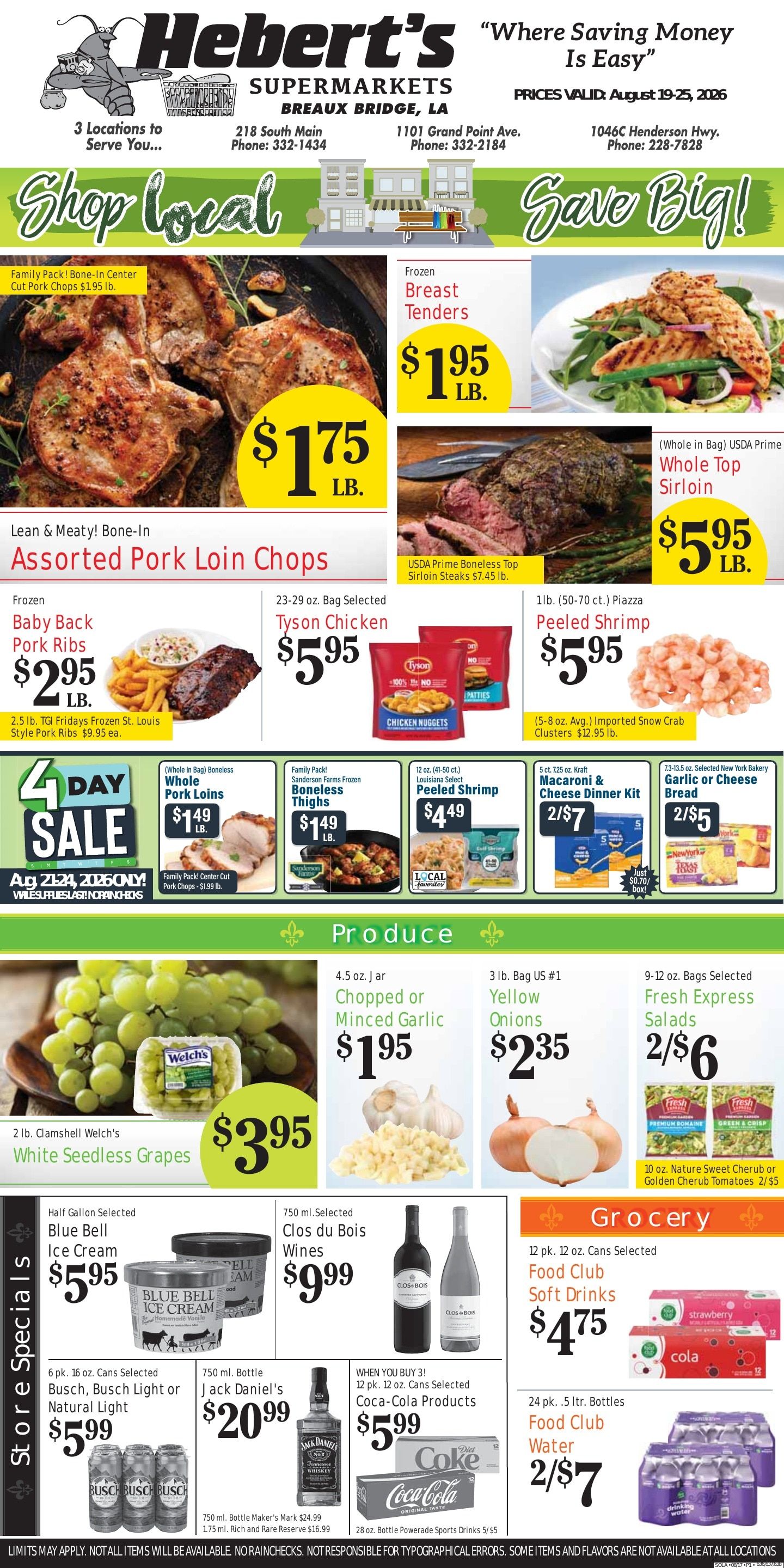 Hebert's Supermarket Weekly Ad August 19 - 25, 2026