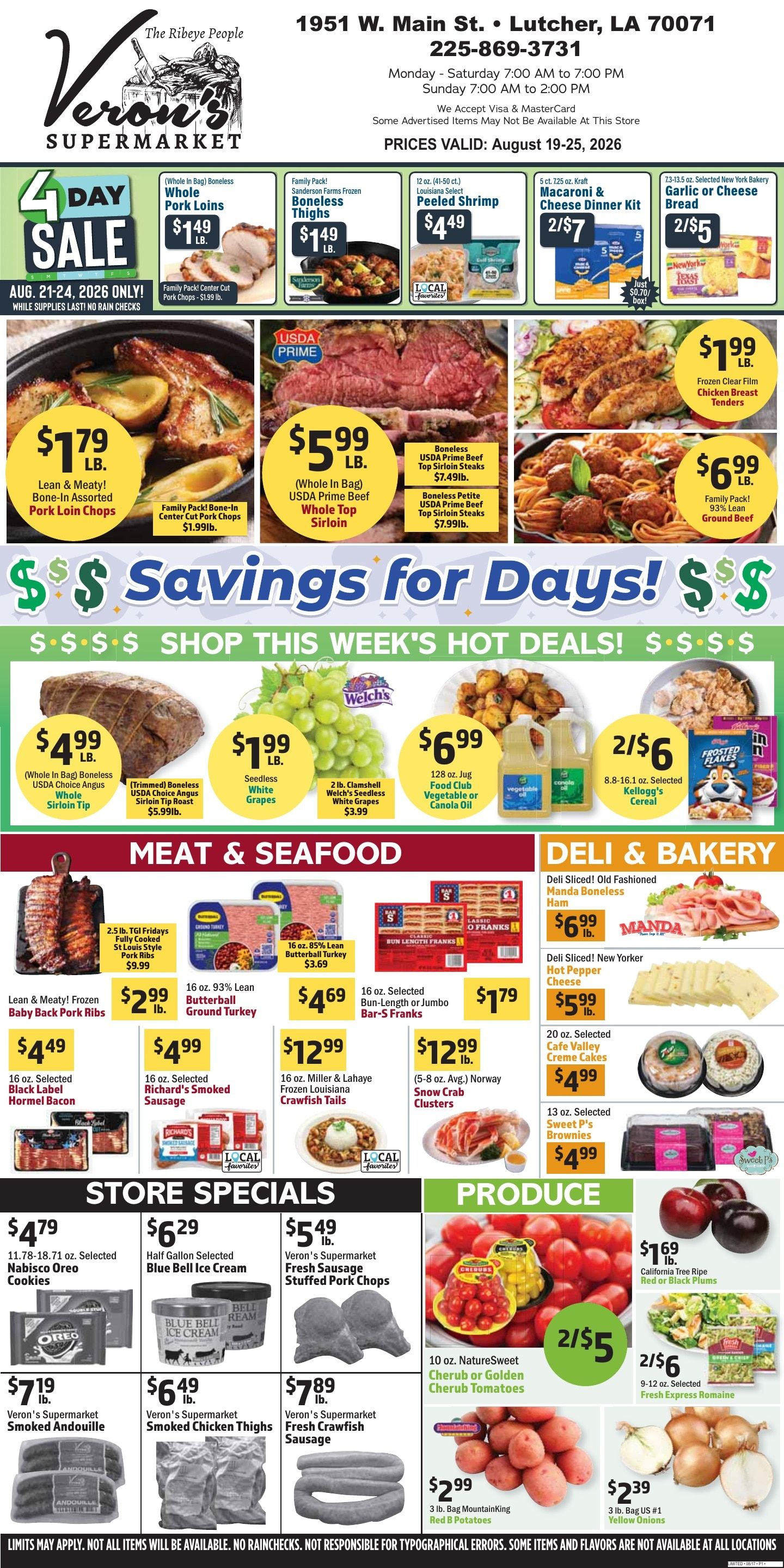 Veron's Supermarket Weekly Ad August 19 - 25, 2026