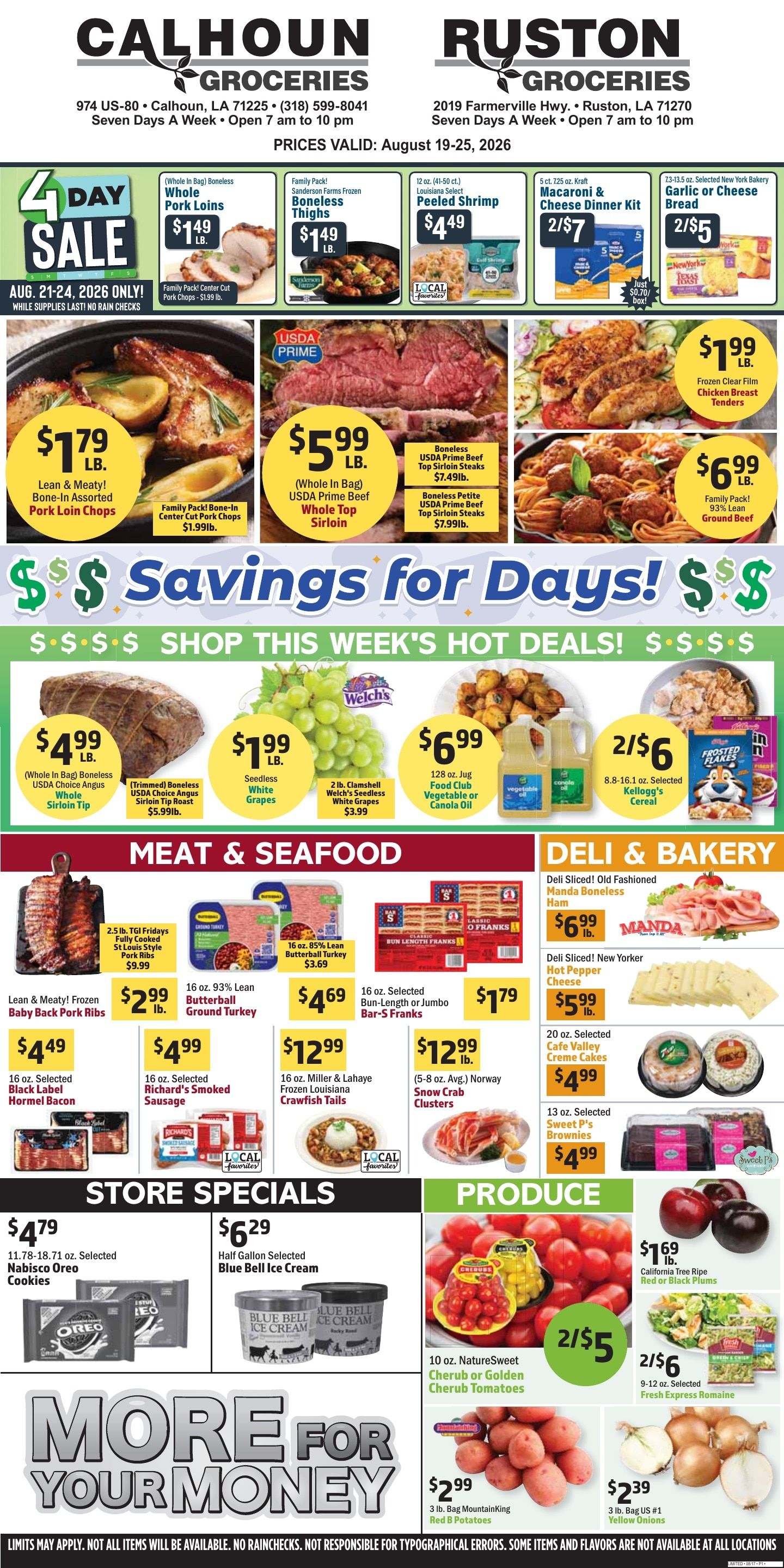Calhoun Groceries Weekly Ad August 19 - 25, 2026