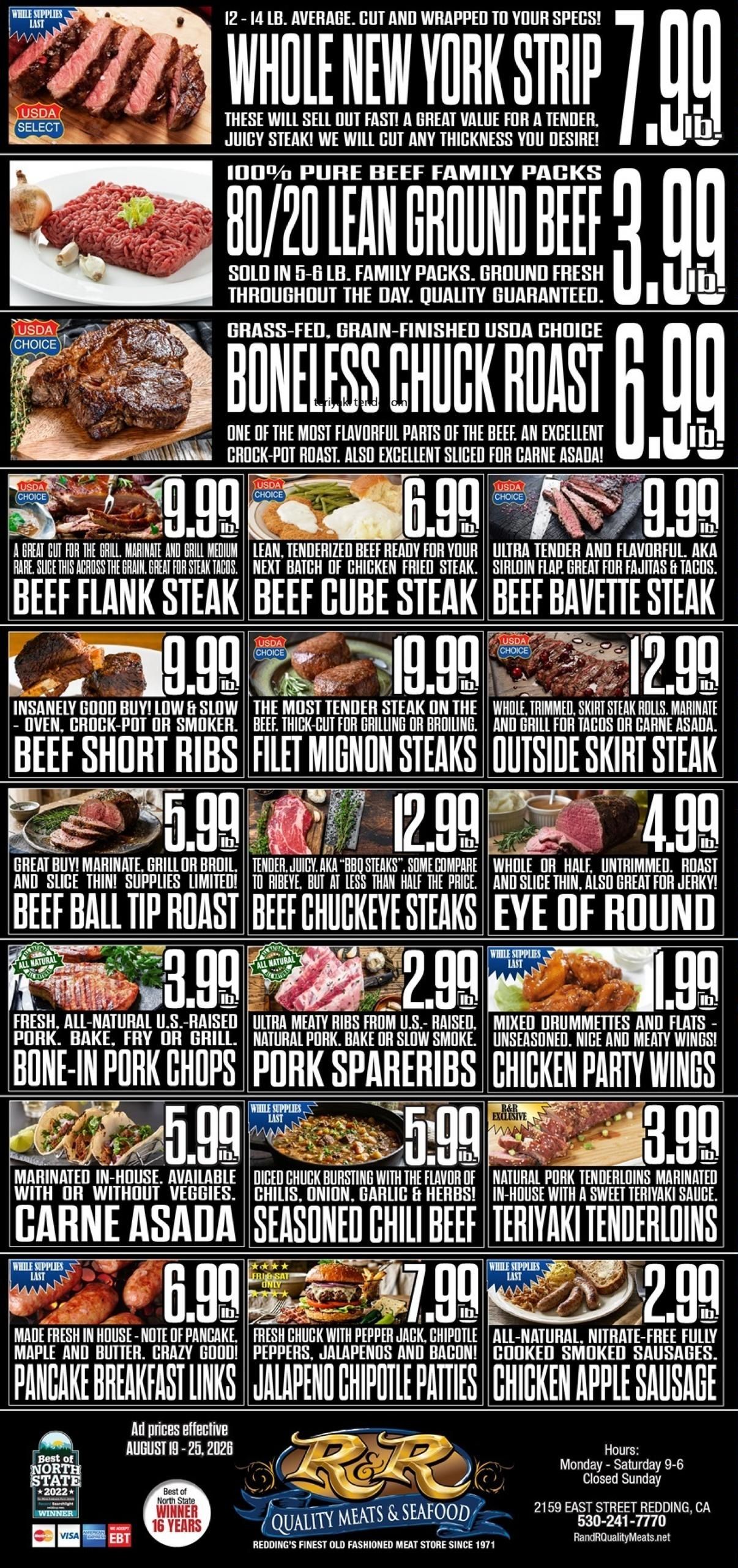 R&R Quality Meats & Seafood Weekly Ad August 19 - 25, 2026