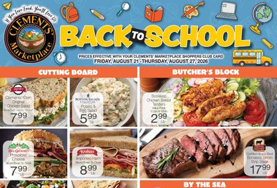 Clements' Marketplace (Plymouth, MA) Weekly Ad August 21 - 27, 2026
