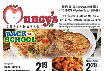 Muncy's Supermarket Back to School Favorites Weekly Ad August 19 - 25, 2026