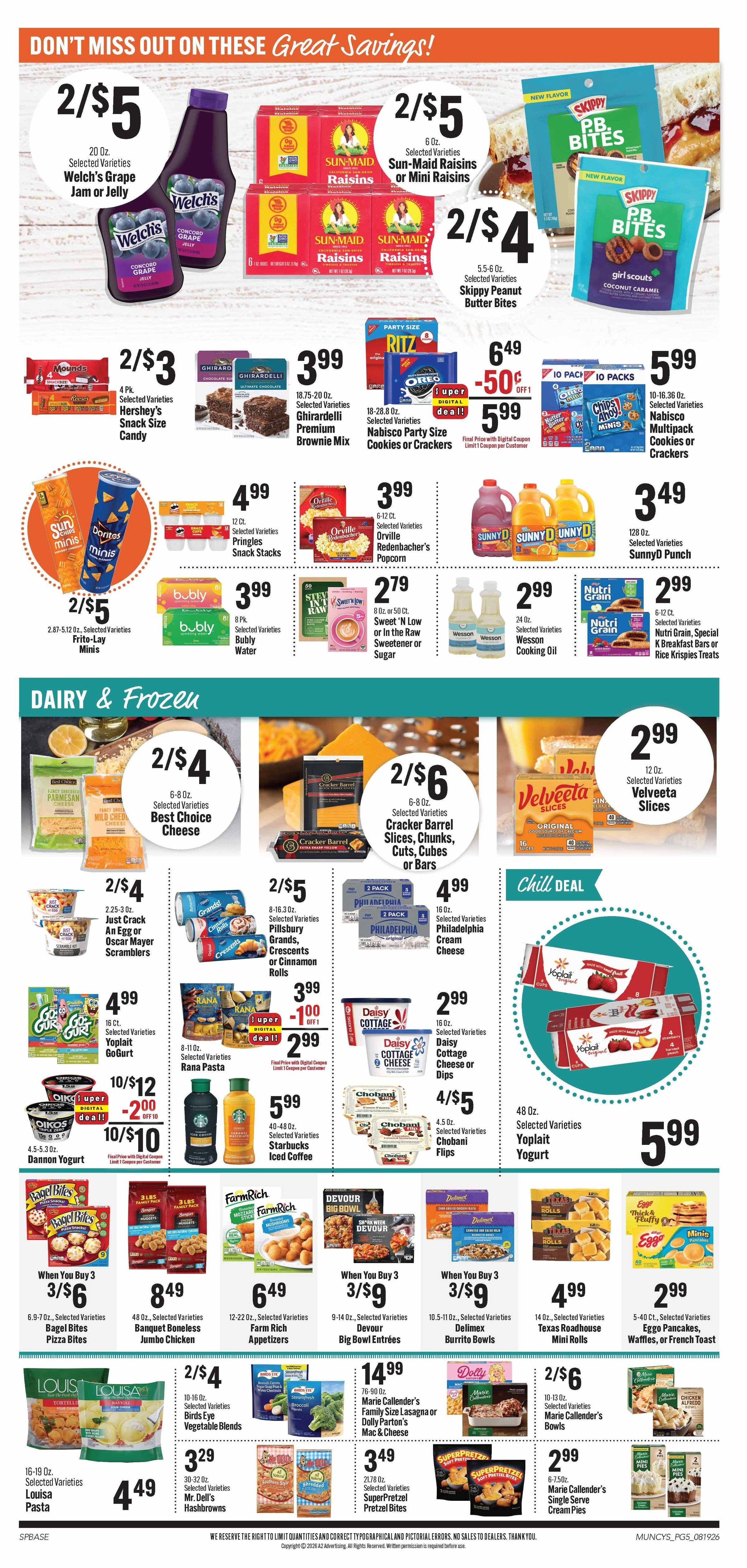 Muncy's Supermarket Back to School Favorites Weekly Ad August 19 - 25, 2026