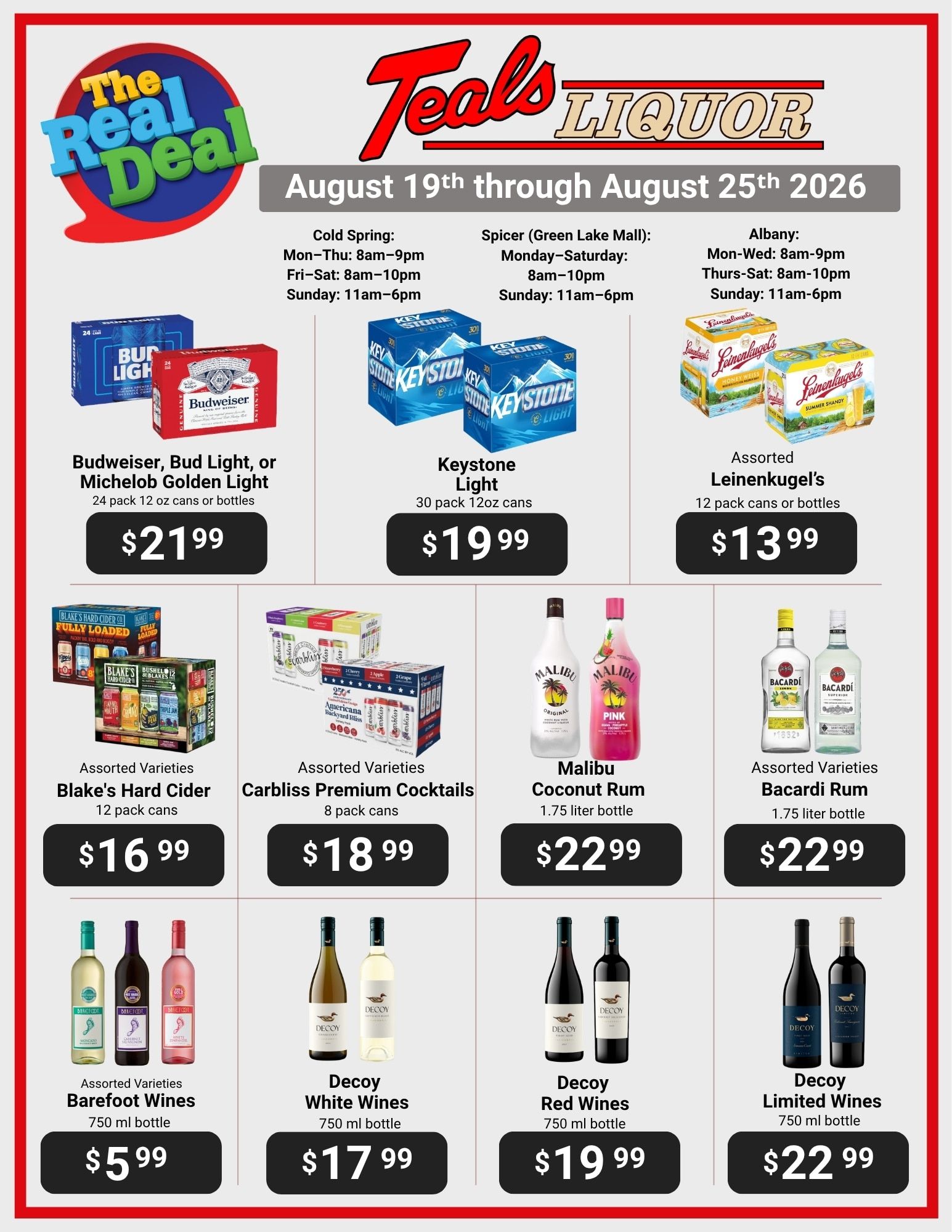 Teal's Market (Albany, Cold Spring and Spicer, MN) Weekly Ad August 19 - 25, 2026
