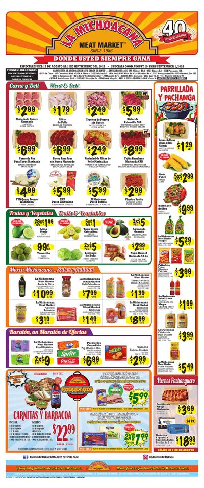 La Michoacana Meat Market (TX) Weekly Ad August 19 - September 1, 2026