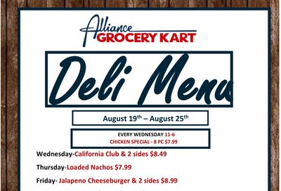 Alliance Grocery Kart Deli Menu Weekly Ad August 19 - 25, 2026